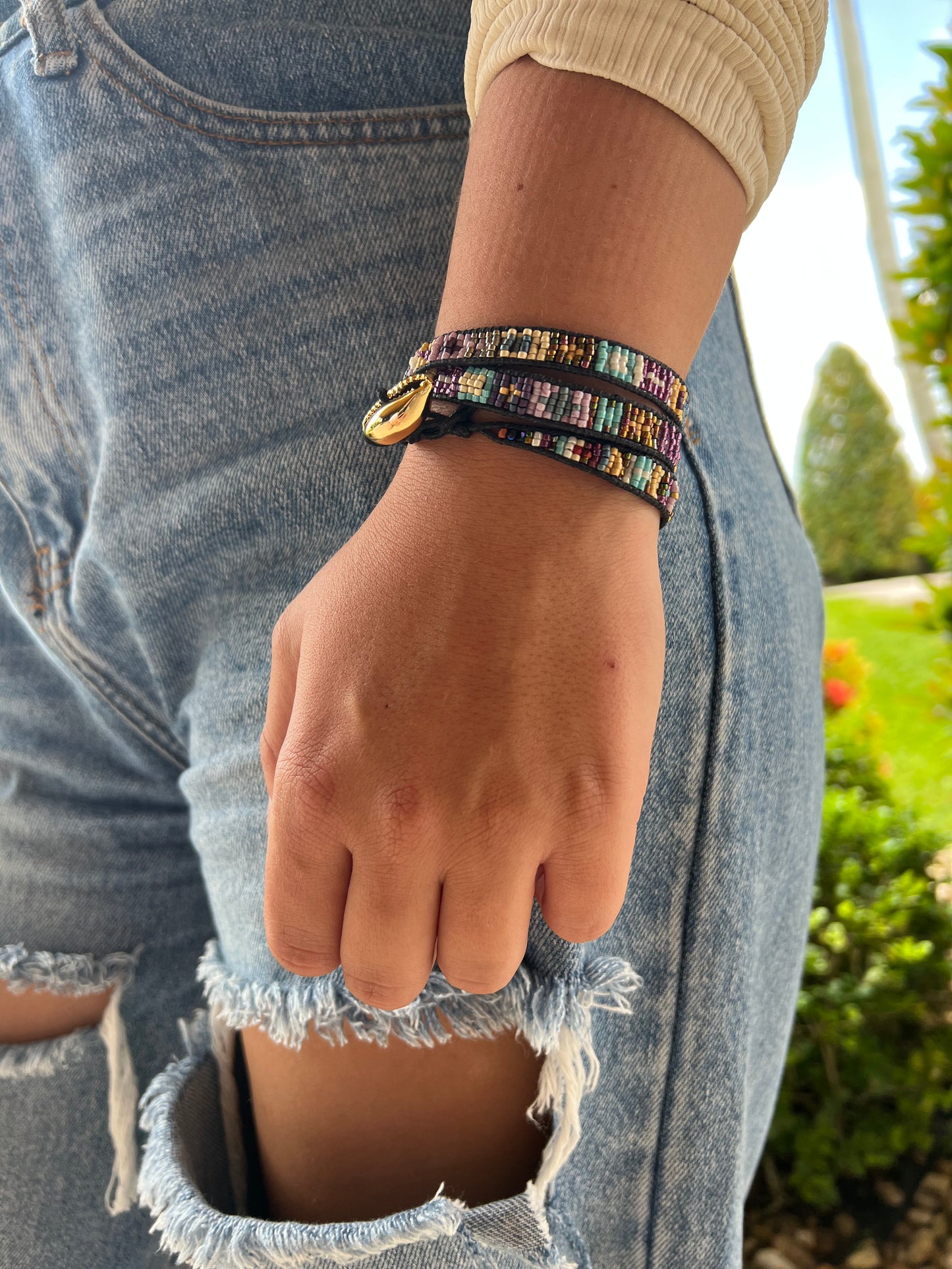 Puka Beaded Wrap Bracelets