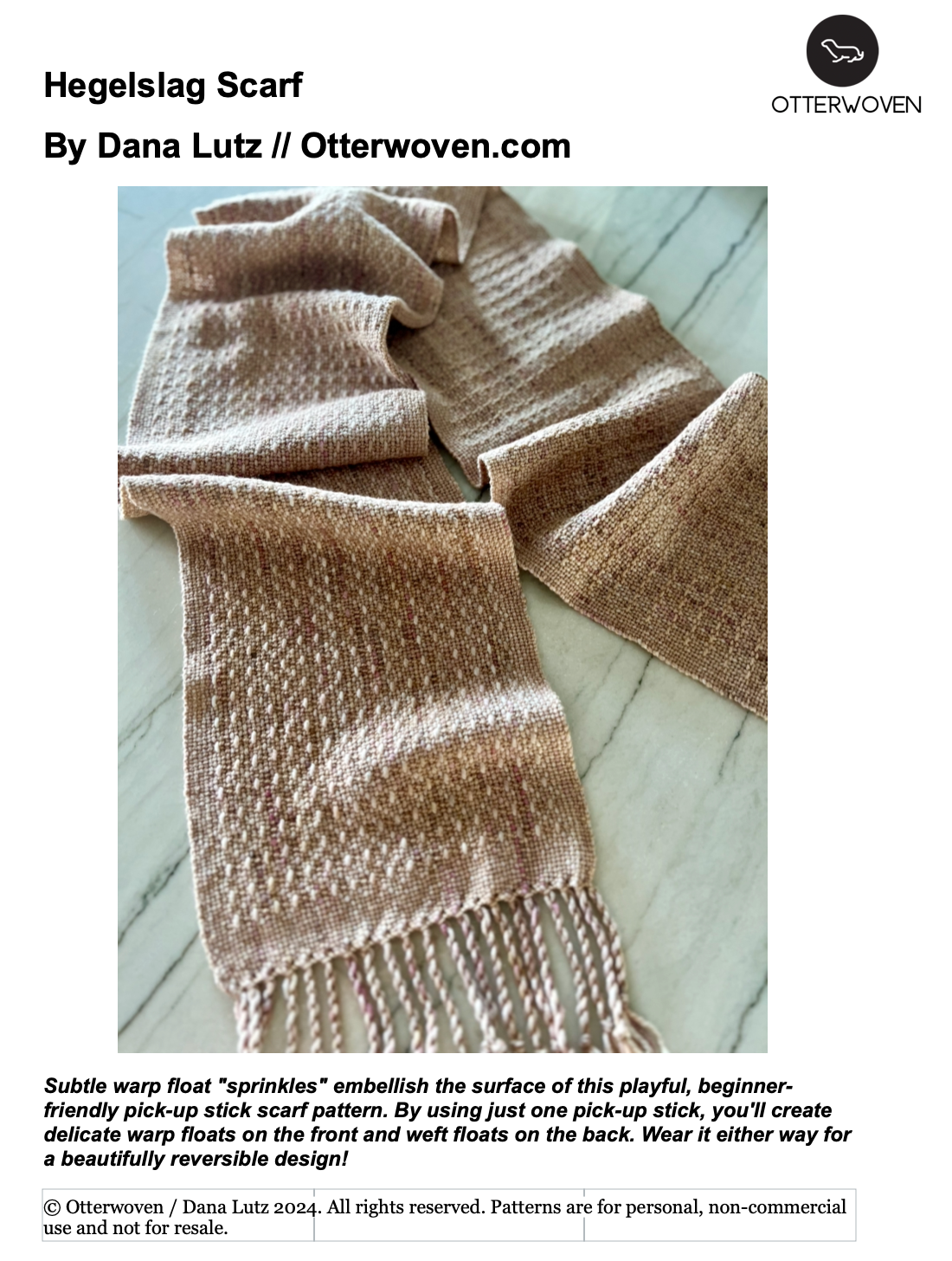 Rigid Heddle Weaving Pattern - Hagelslag Scarf