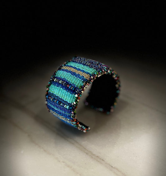 Beaded Tapestry Cuff - Turquoise