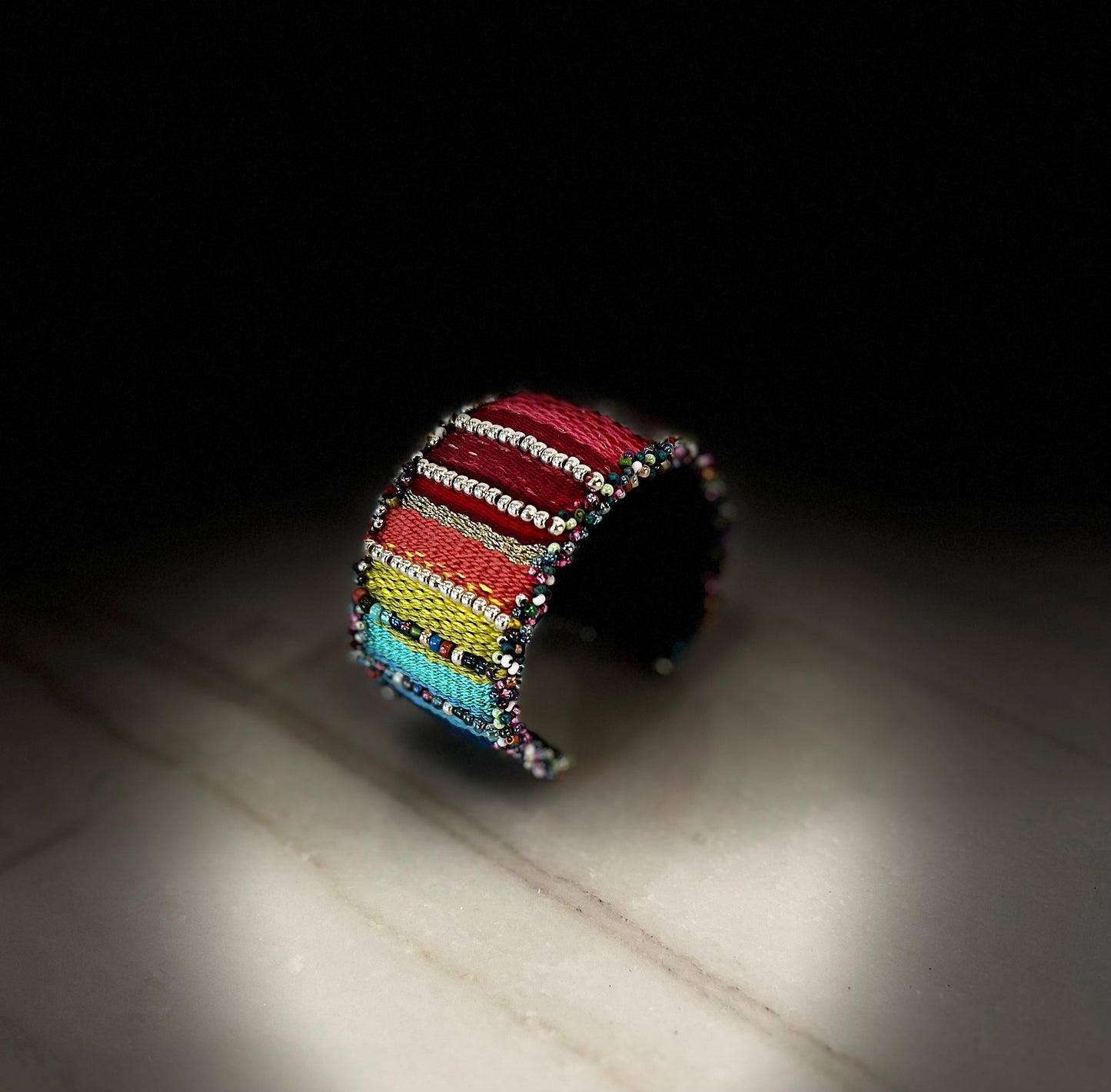 Beaded Tapestry Cuff - Rainbow 1