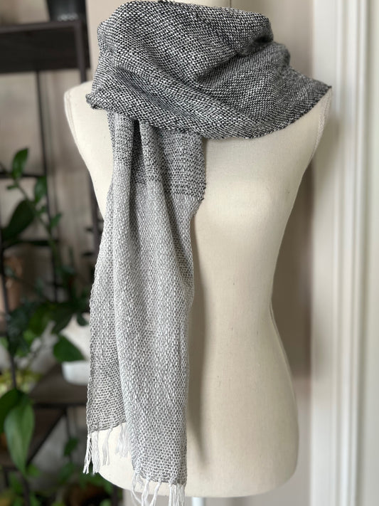 Silk Noil Cotton/Linen Shades of Grey Scarf