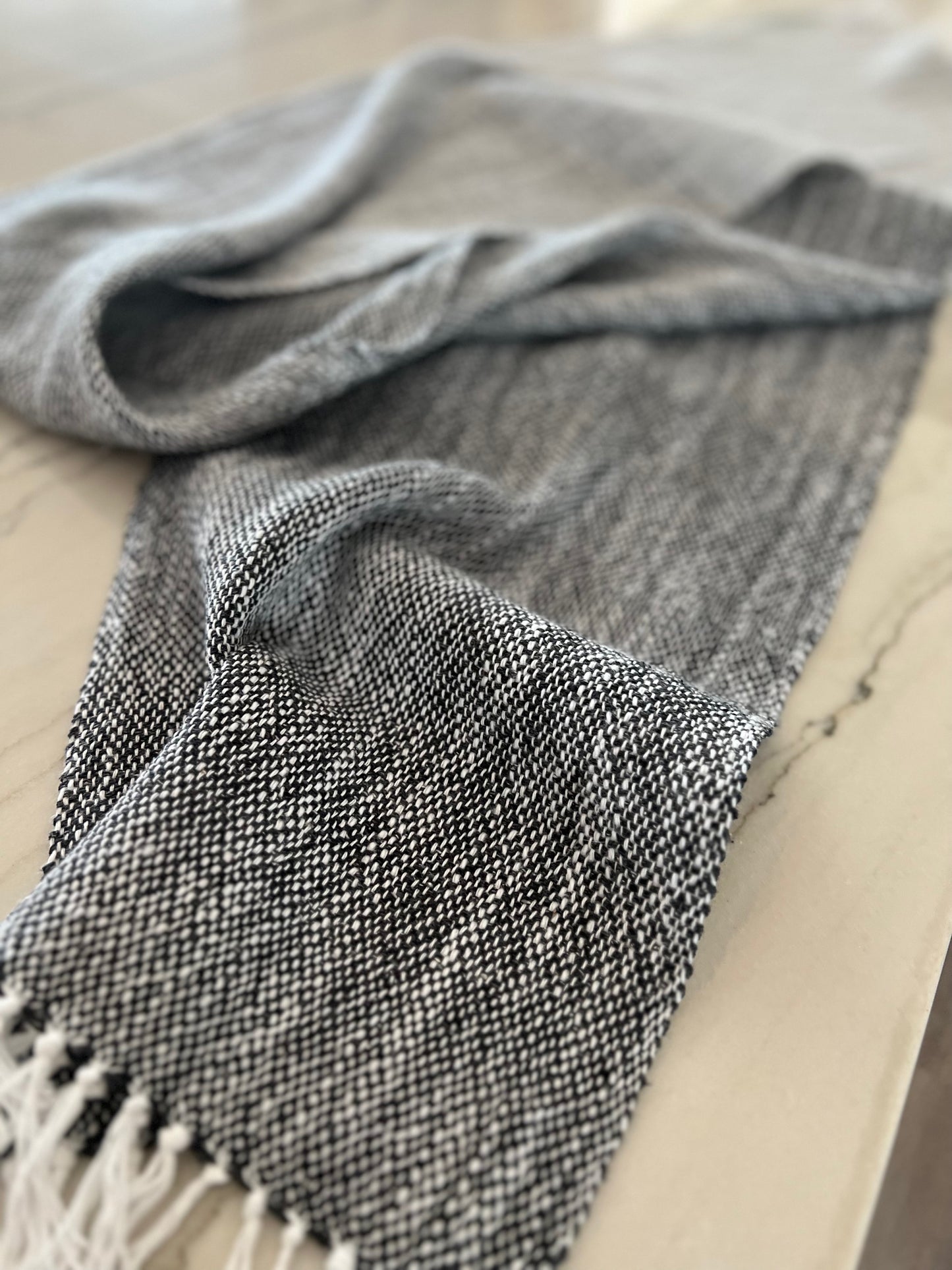 Silk Noil Cotton/Linen Shades of Grey Scarf