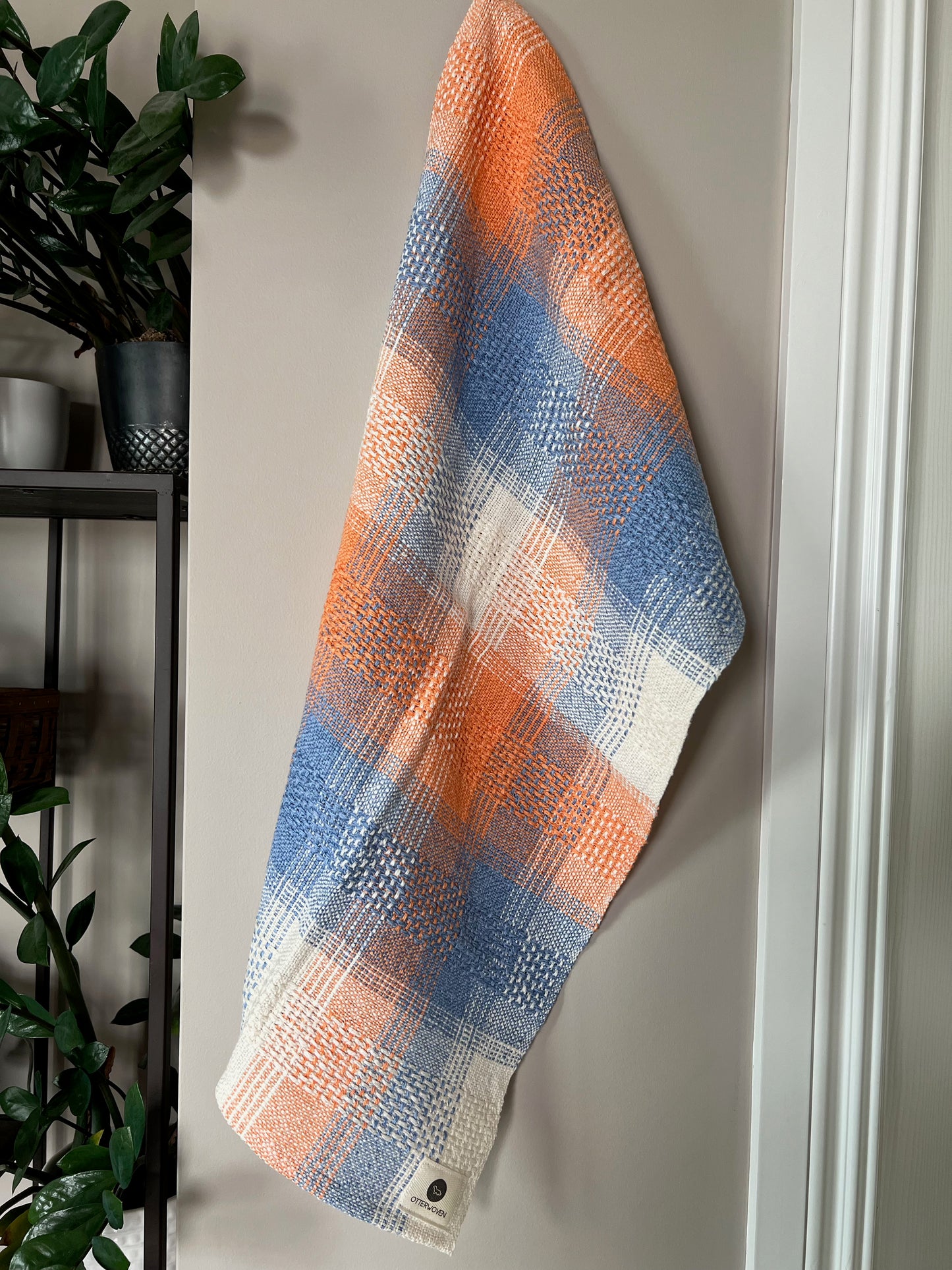 Canvas Weave Linen/Cotton Towels - Peaches & Chambray