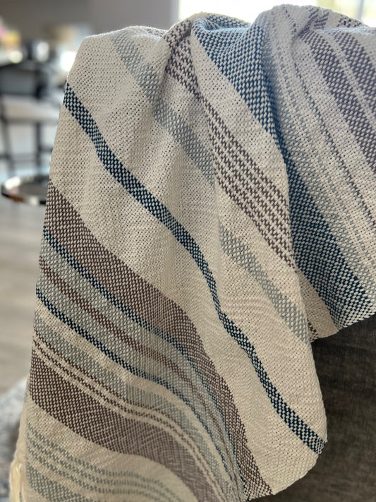 Boho Striped Blanket #8 - Beachy Blues & Beiges