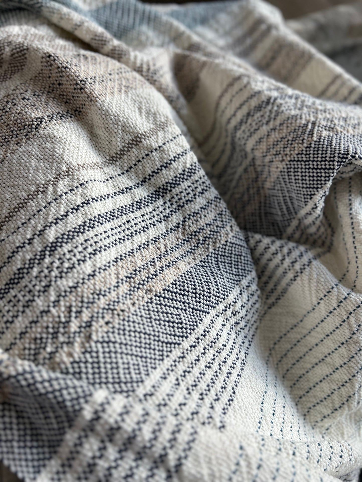 Boho Striped Blanket #8 - Beachy Blues & Beiges