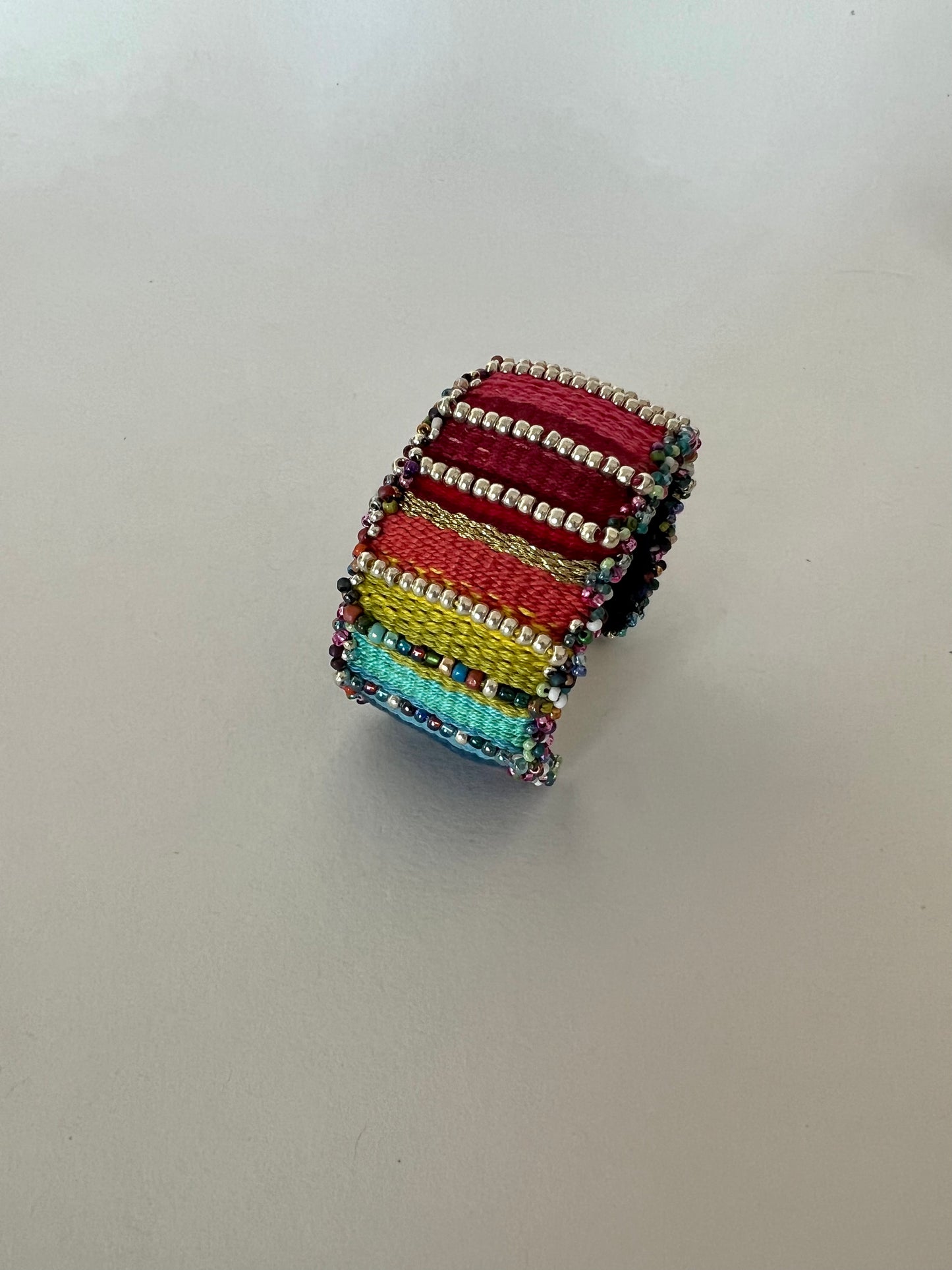 Beaded Tapestry Cuff - Rainbow 1