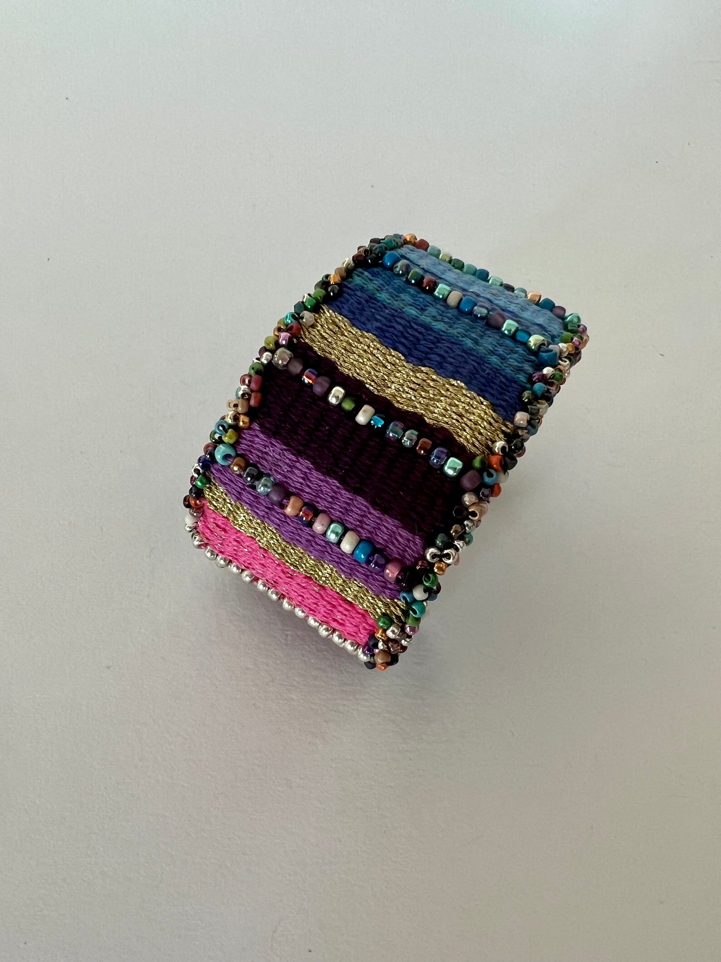 Beaded Tapestry Cuff - Rainbow 2