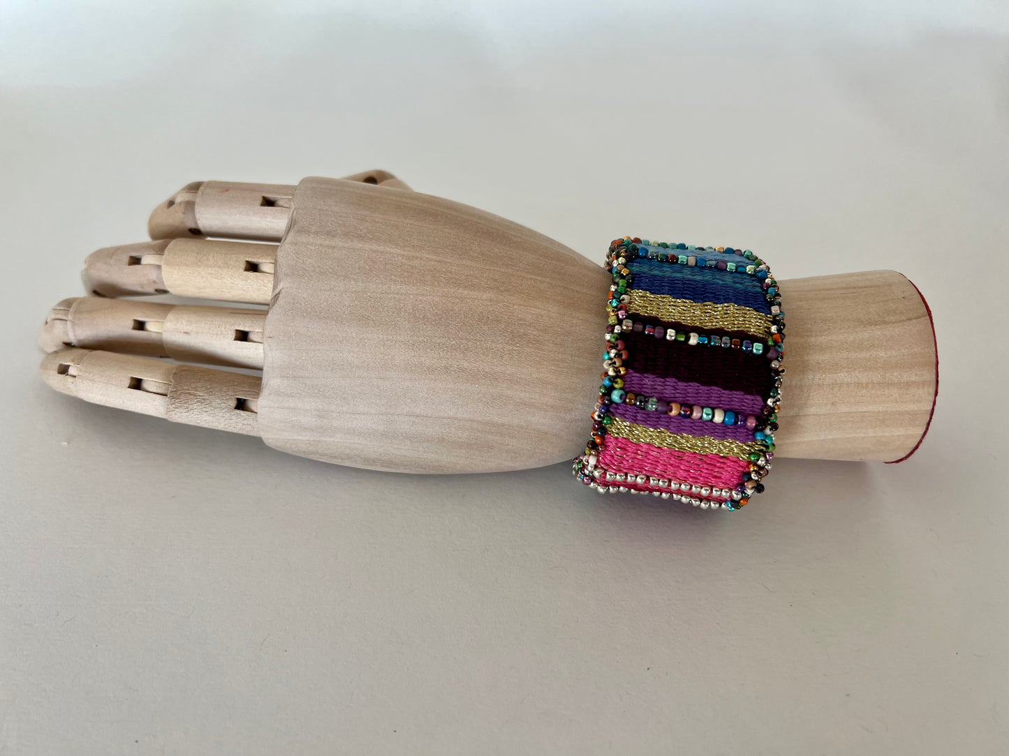 Beaded Tapestry Cuff - Rainbow 2