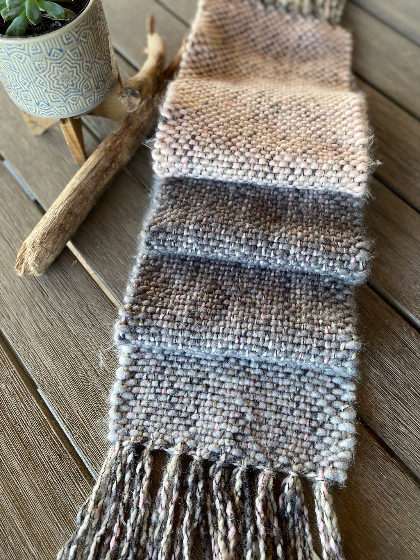 Chunky Woven Scarf in Heather Blush