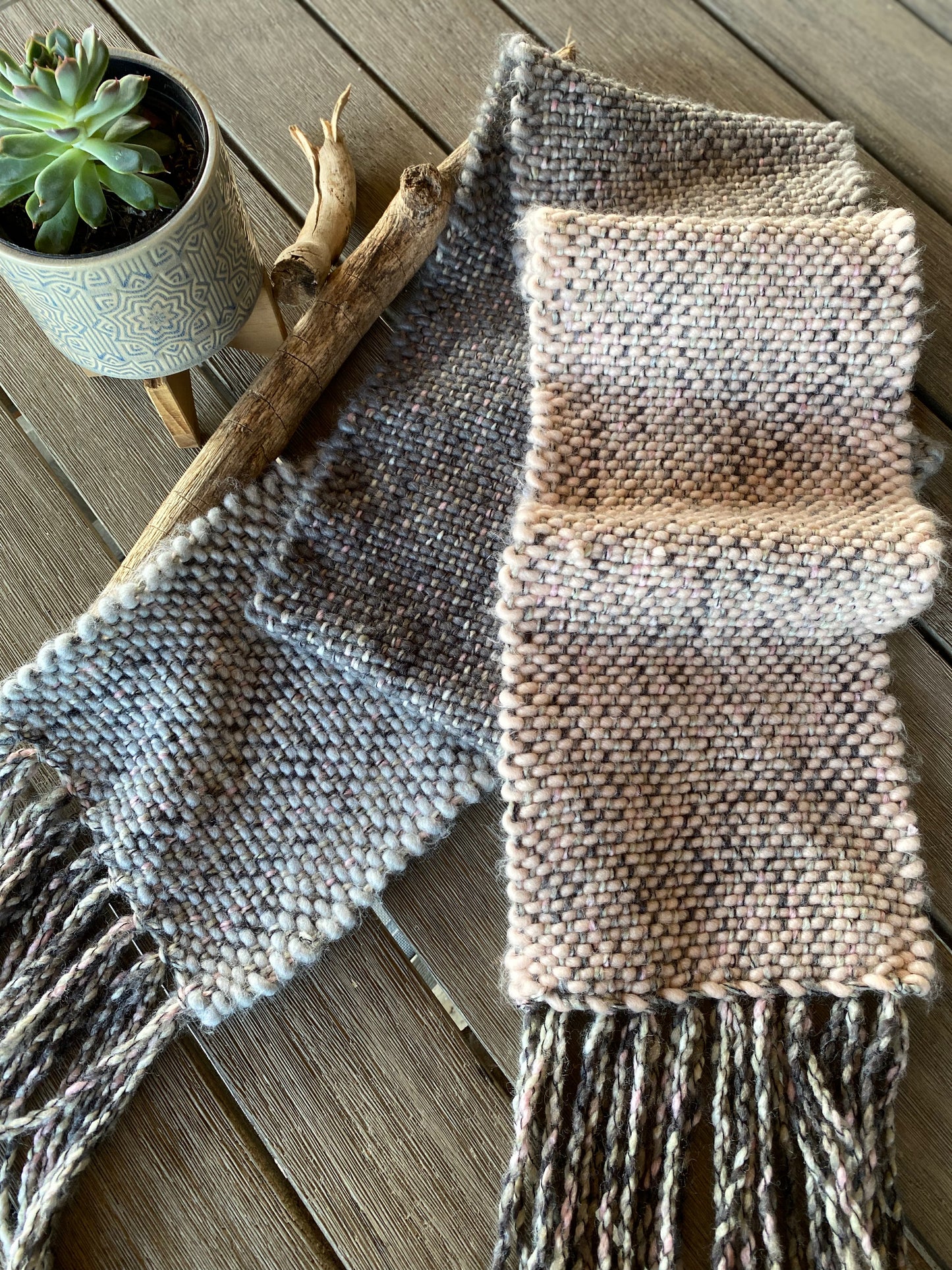 Chunky Woven Scarf in Heather Blush