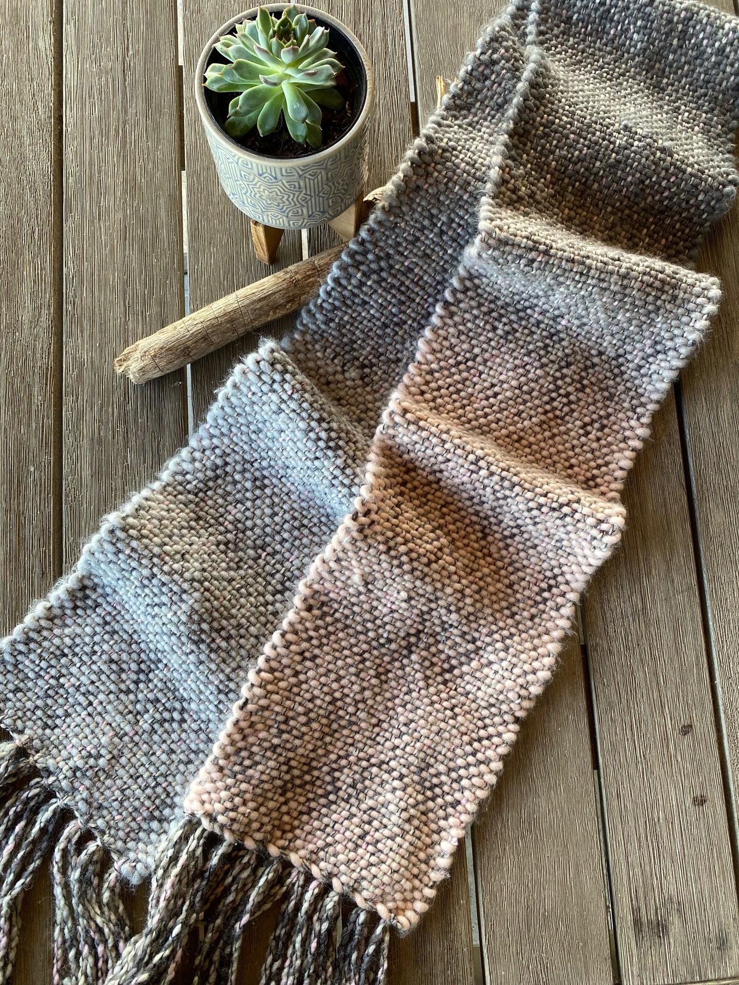 Chunky Woven Scarf in Heather Blush