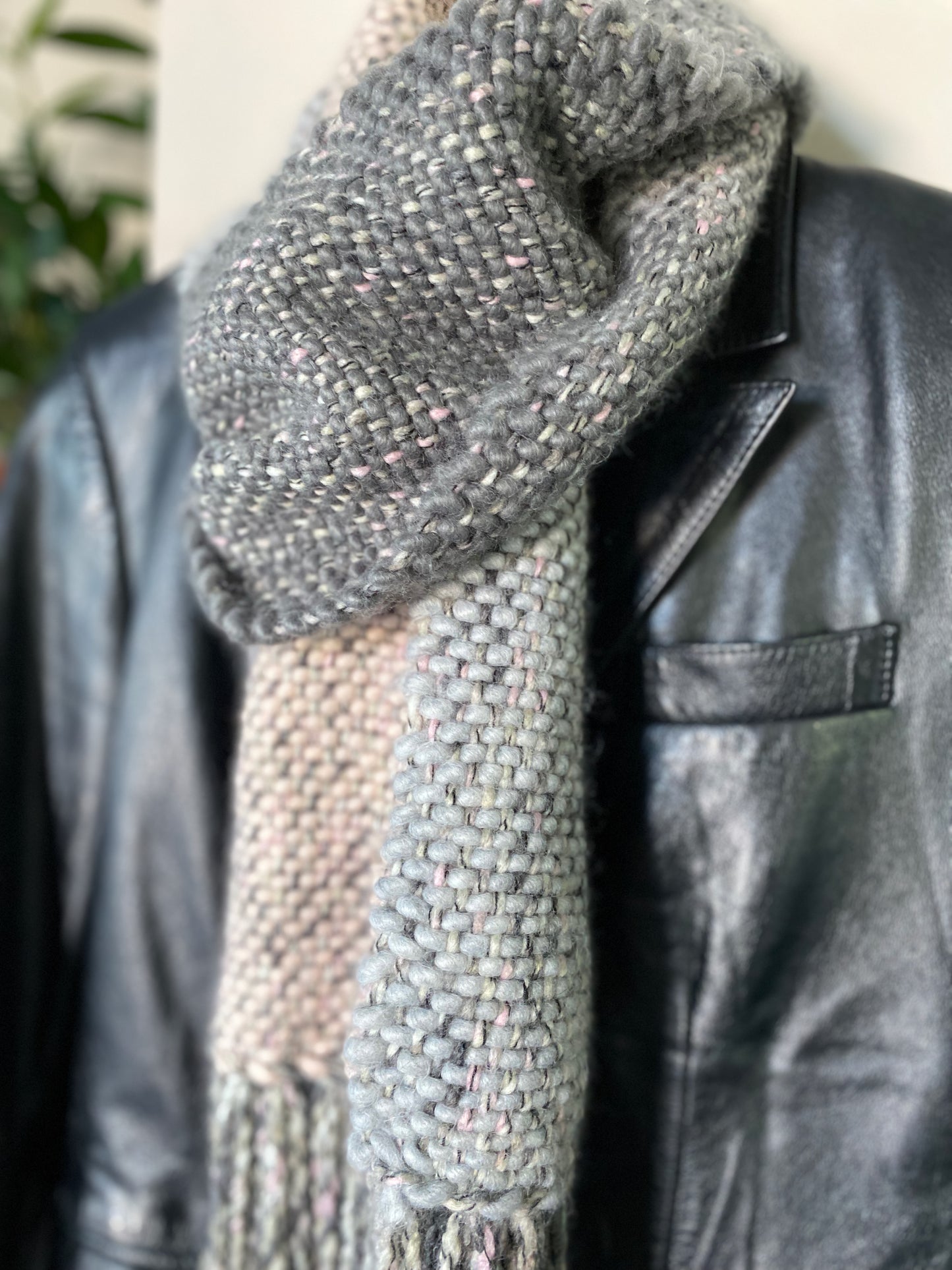 Chunky Woven Scarf in Heather Blush