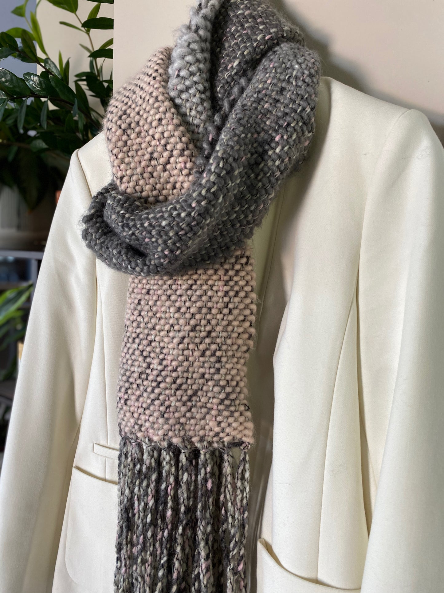 Chunky Woven Scarf in Heather Blush