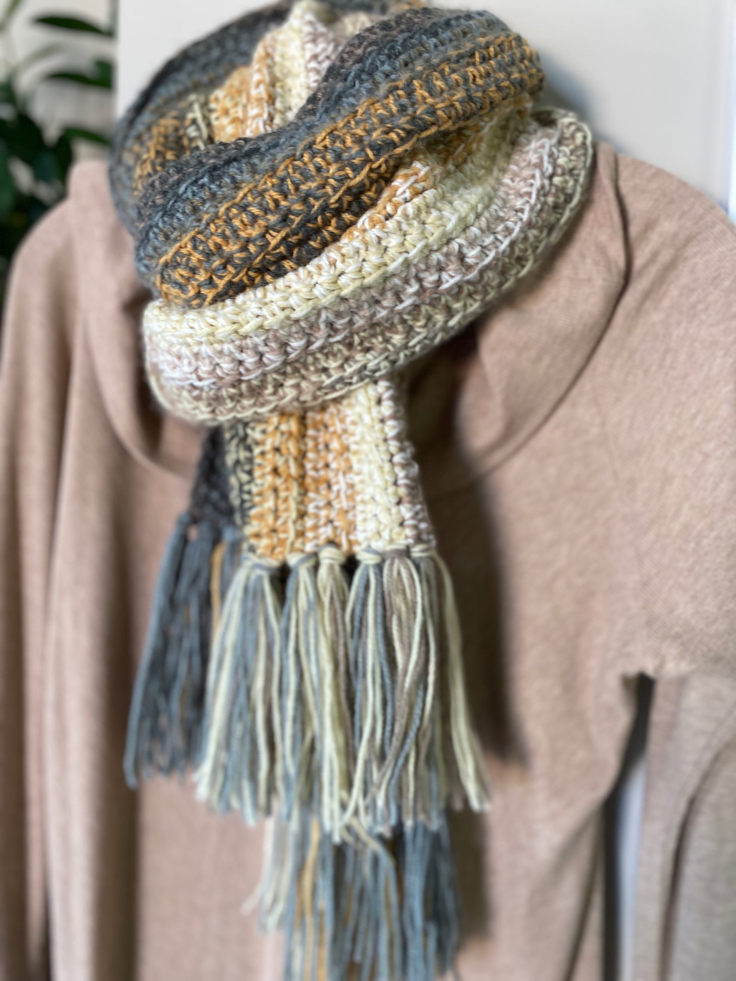 Chunky Crochet Scarf with Fringe