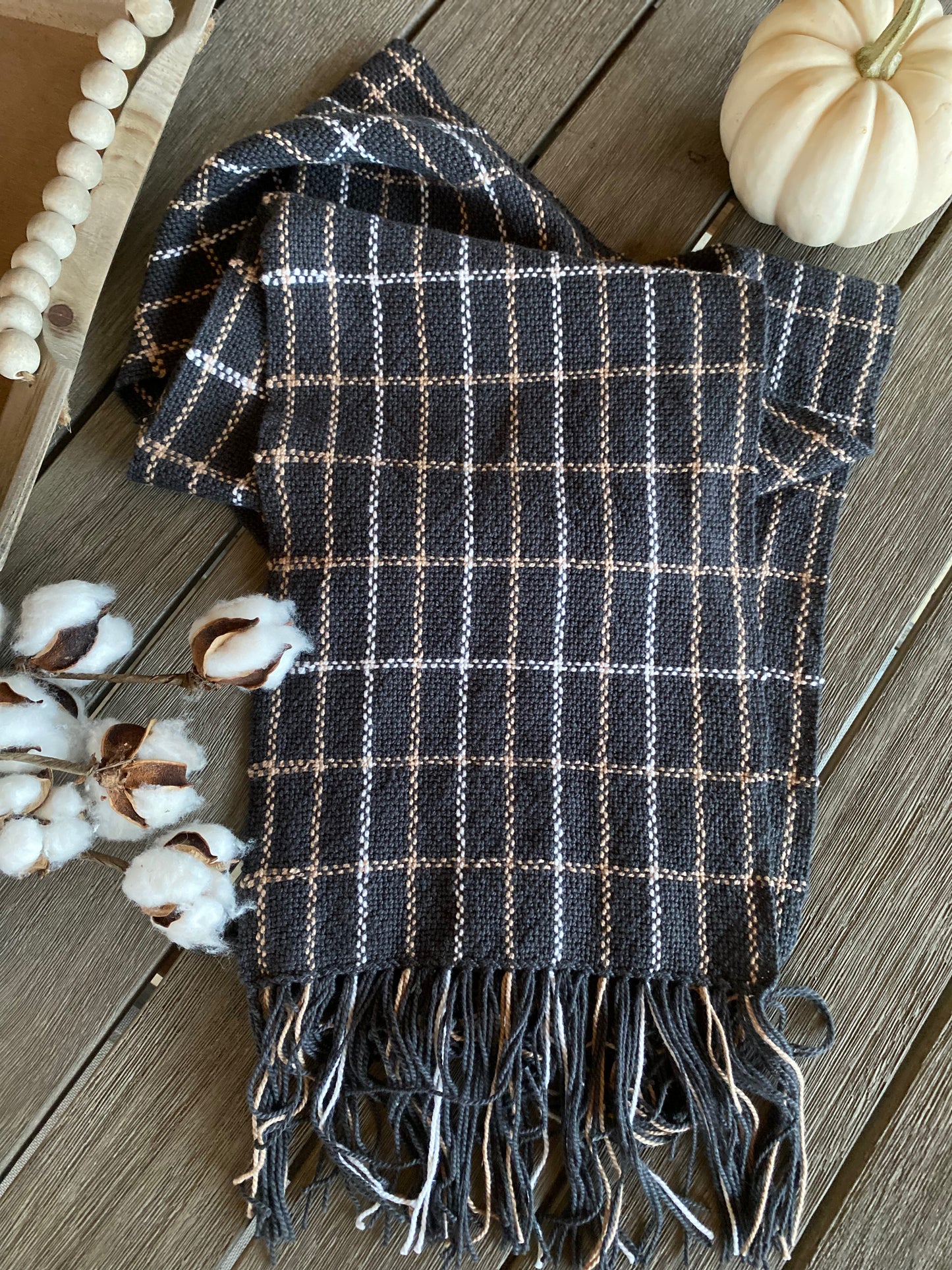 Charcoal Check Table Runner