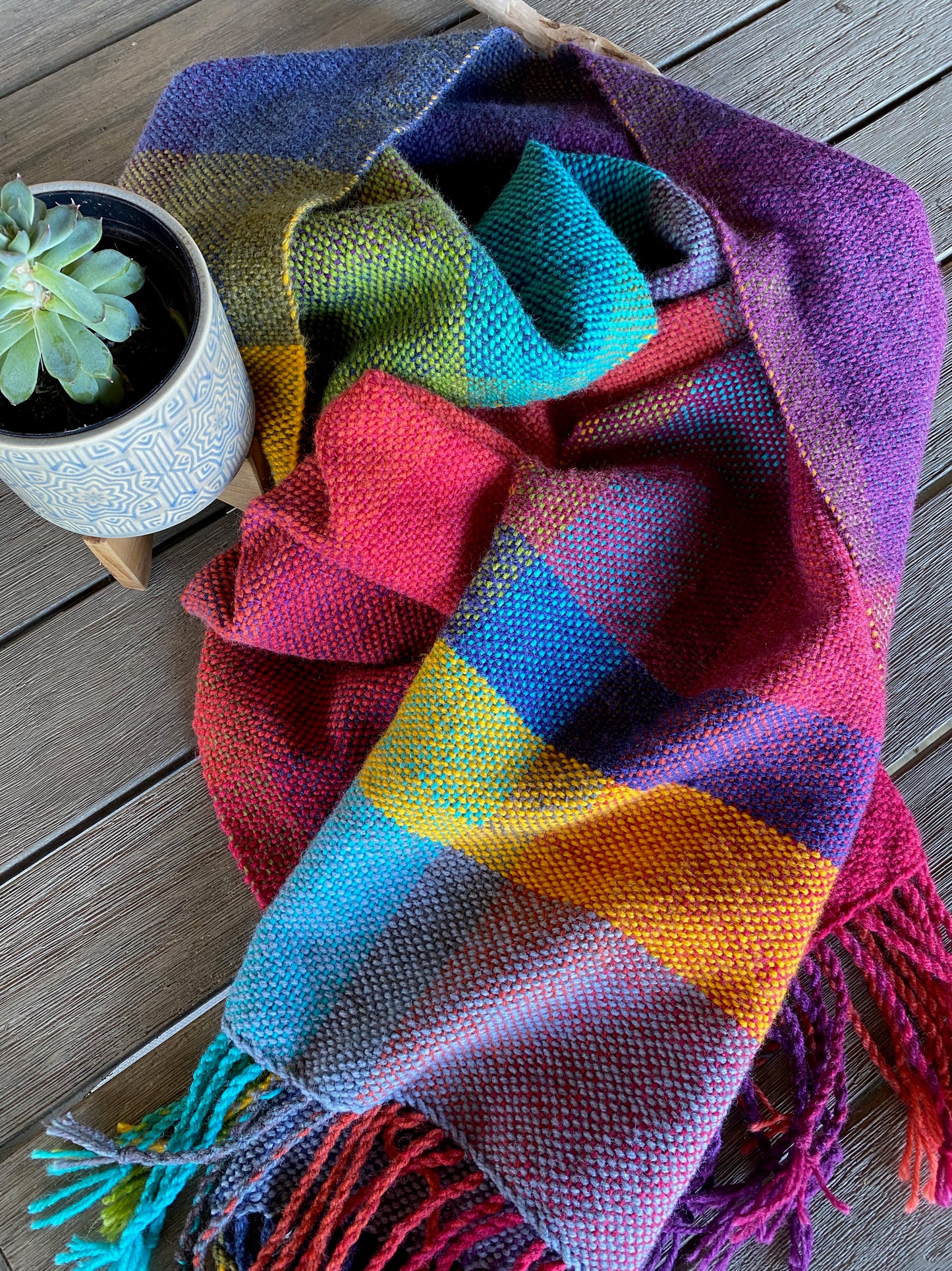 Color Pop Rainbow Plaid Scarf