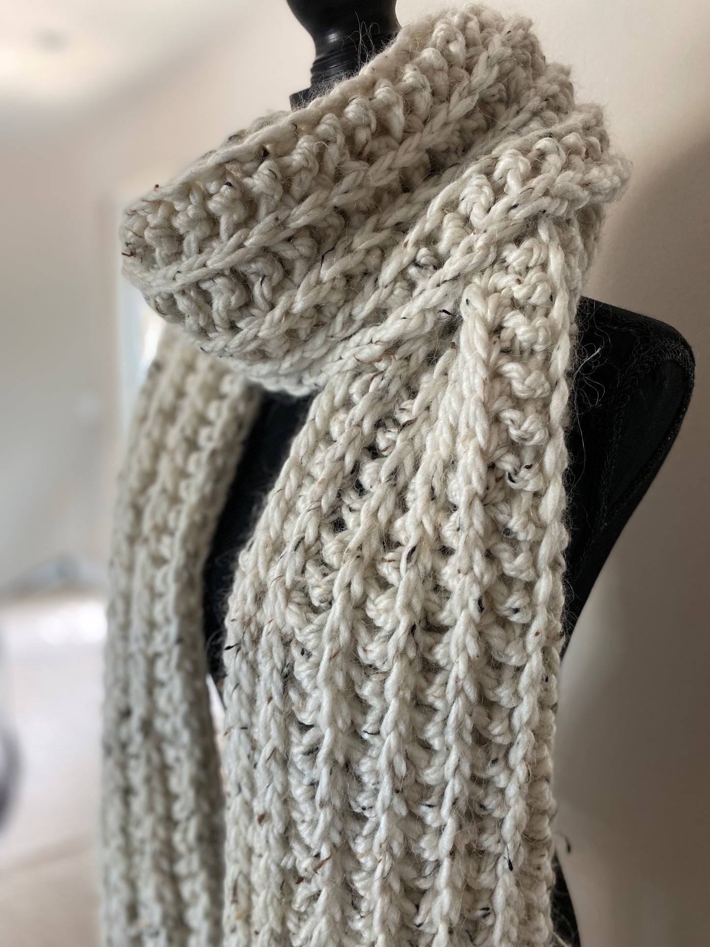 University Ribbed Scarf in Biscotti