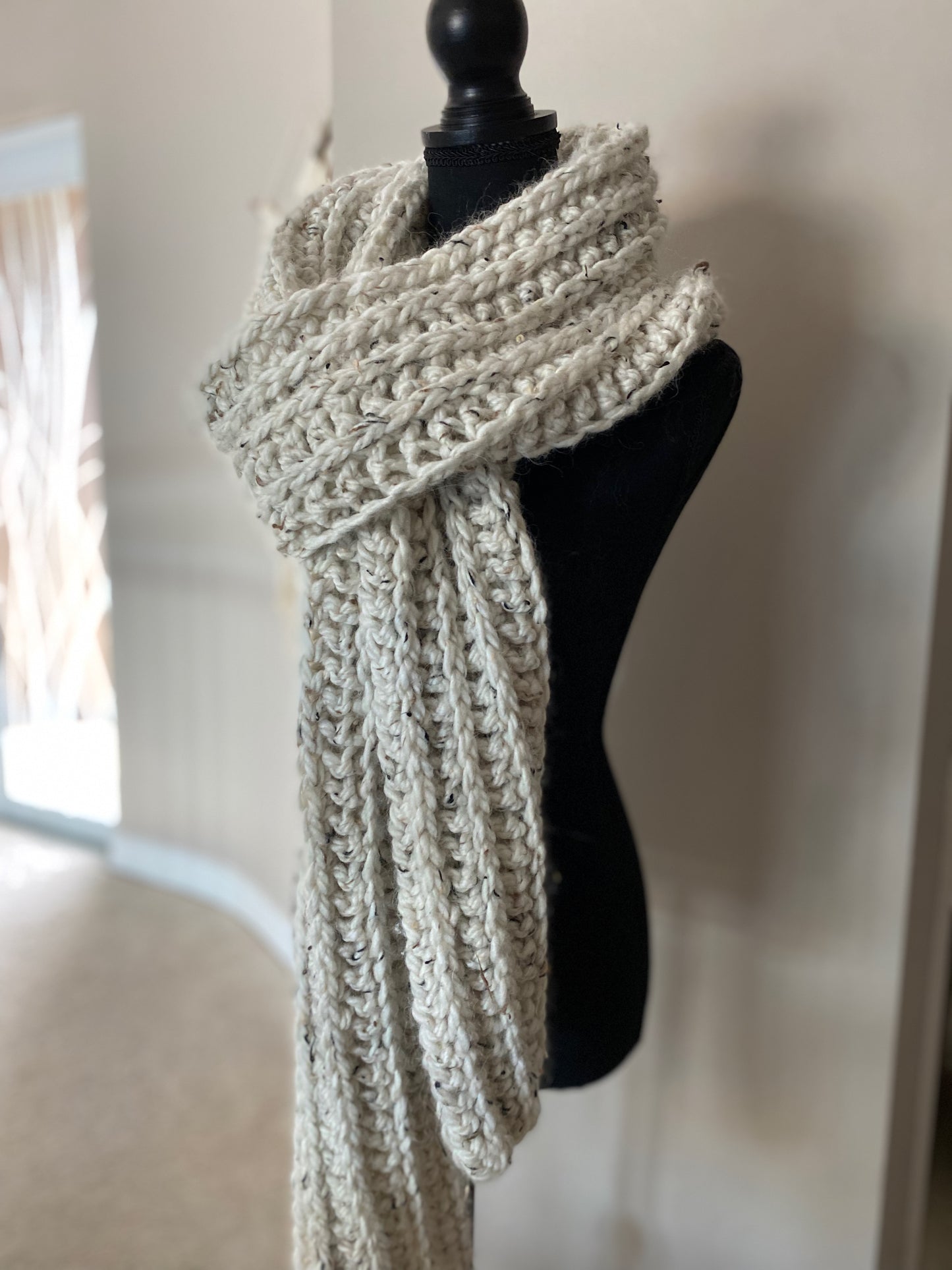 University Ribbed Scarf in Biscotti