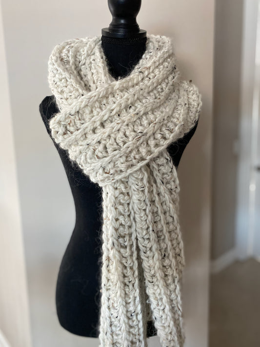 University Ribbed Scarf in Biscotti