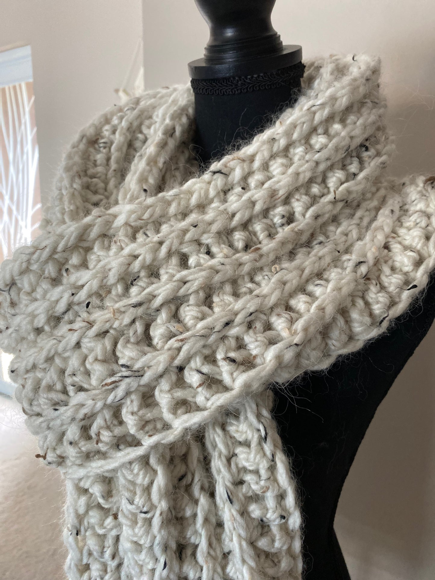 University Ribbed Scarf in Biscotti