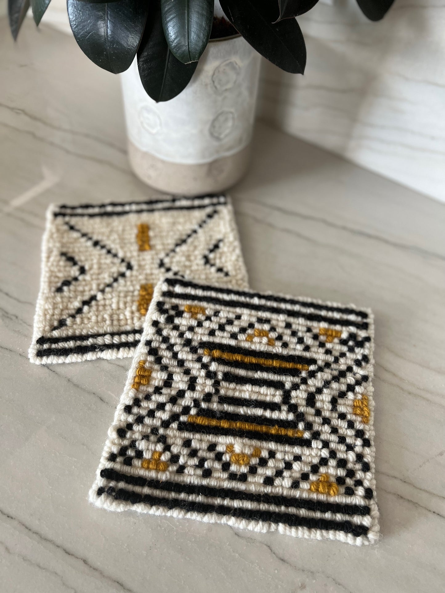 Modern Geometric Wool Trivet Sets