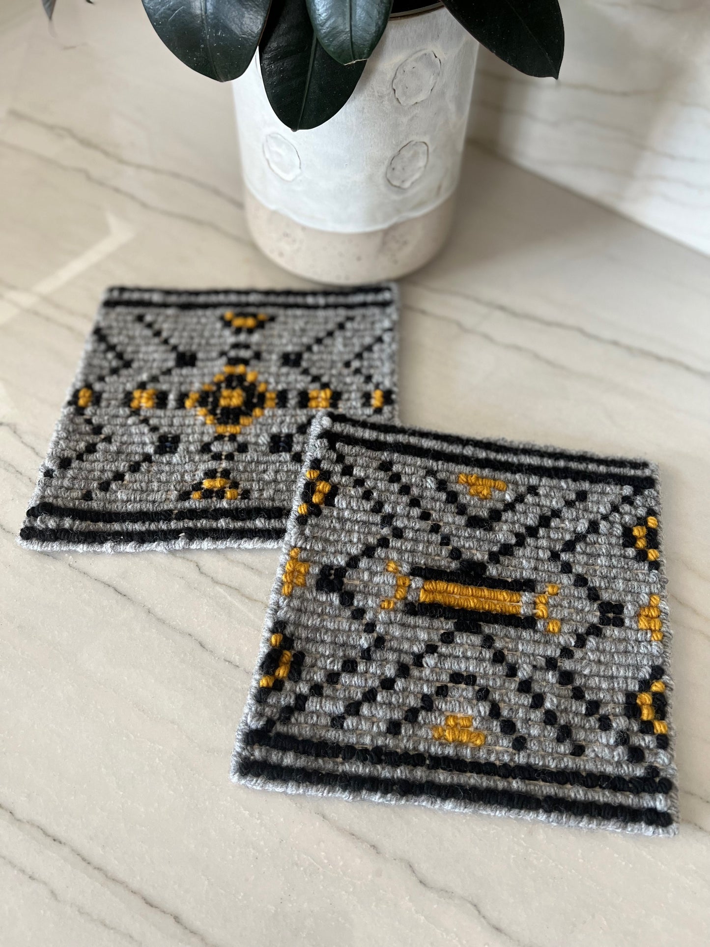 Modern Geometric Wool Trivet Sets