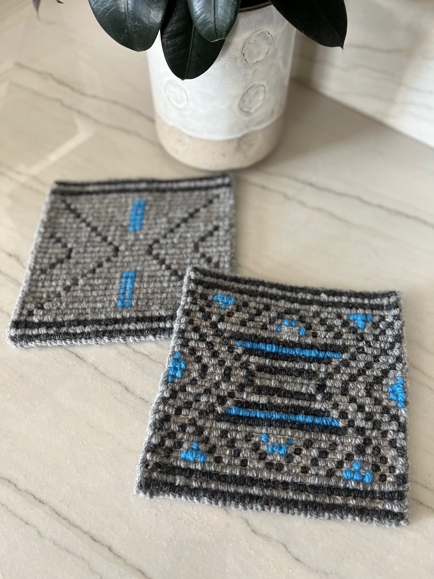 Modern Geometric Wool Trivet Sets