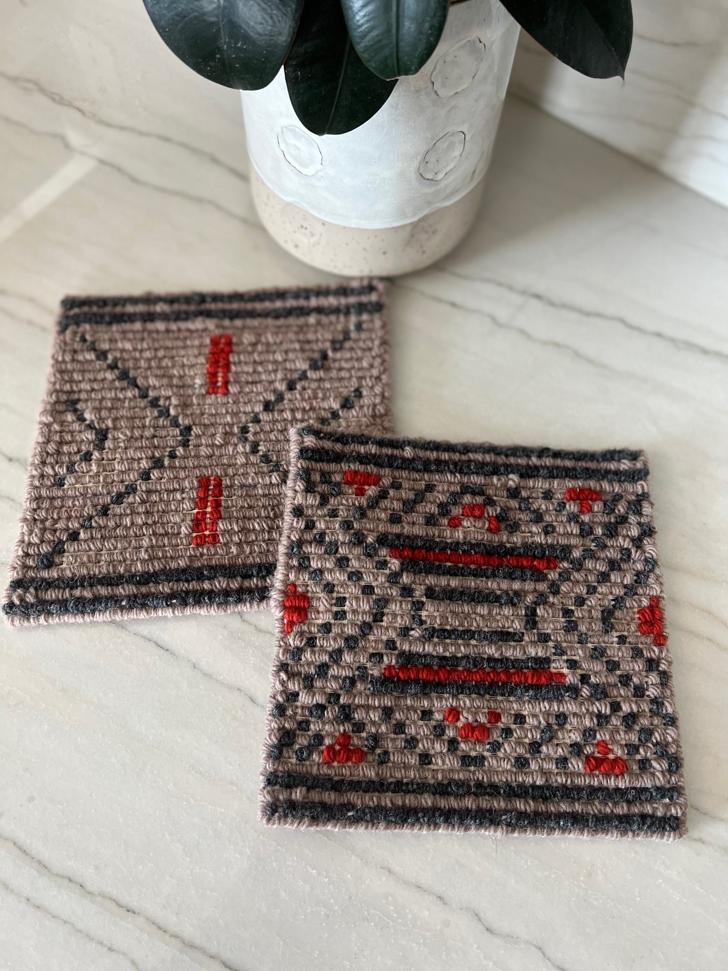 Modern Geometric Wool Trivet Sets