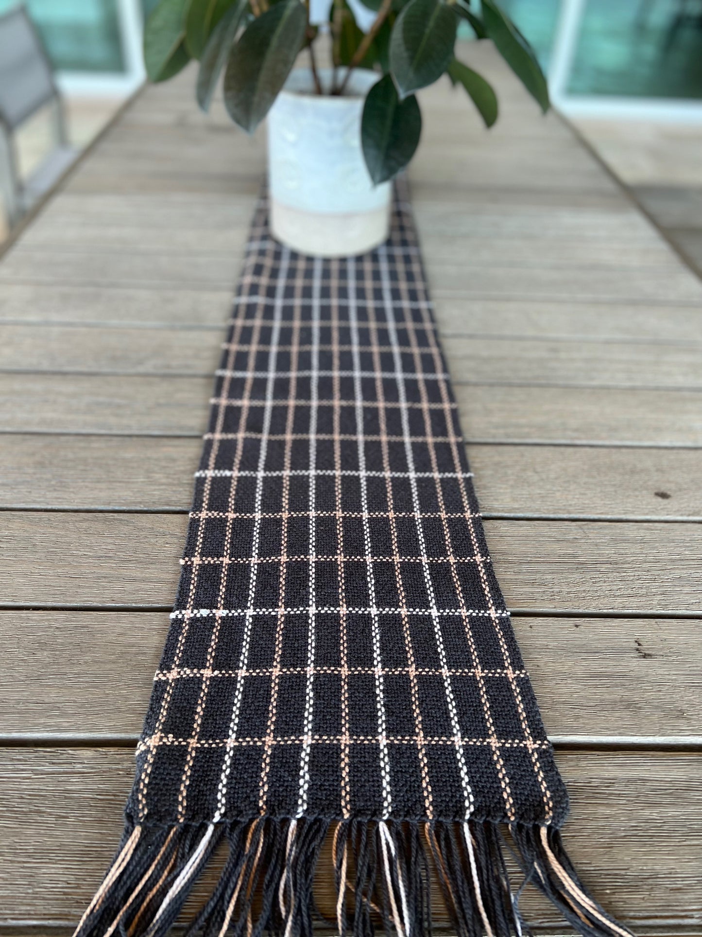 Charcoal Check Table Runner