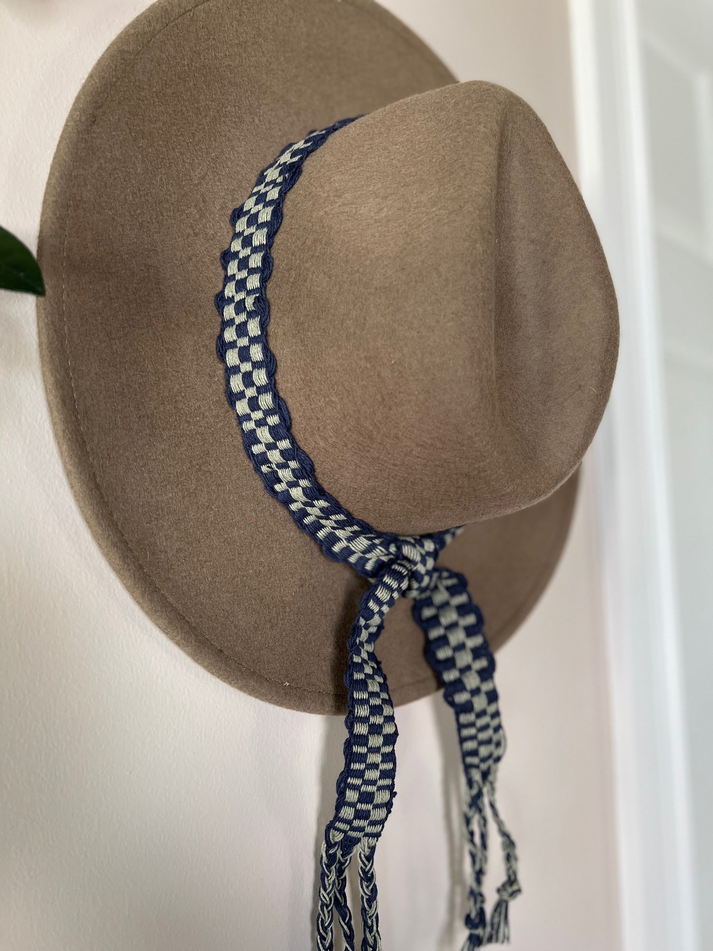 Wool Fedora in Sage - Navy/Sage Band