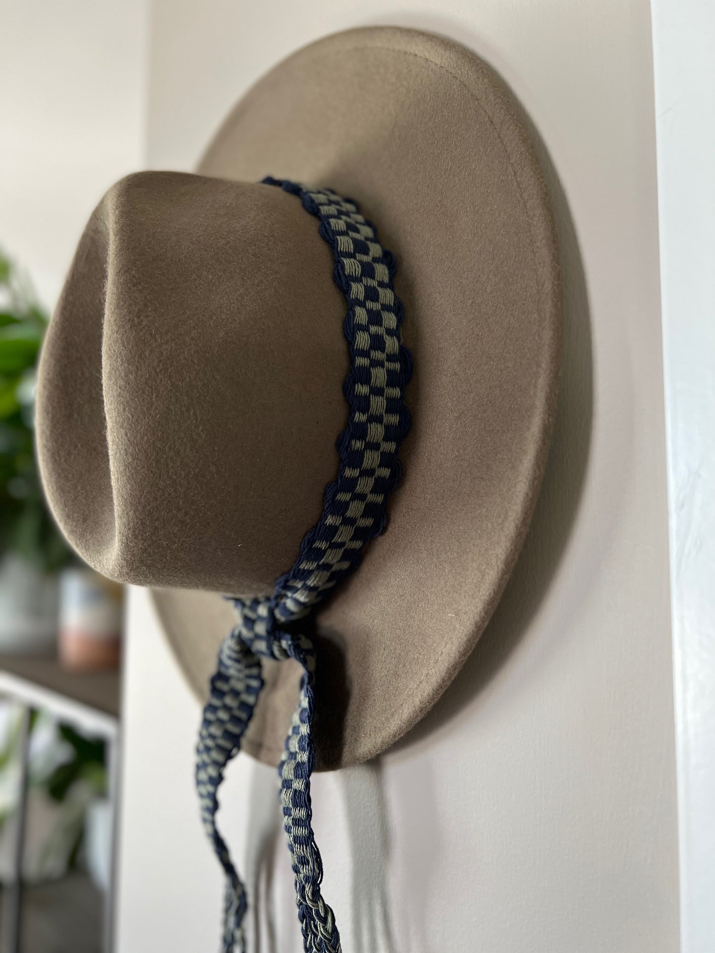 Wool Fedora in Sage - Navy/Sage Band