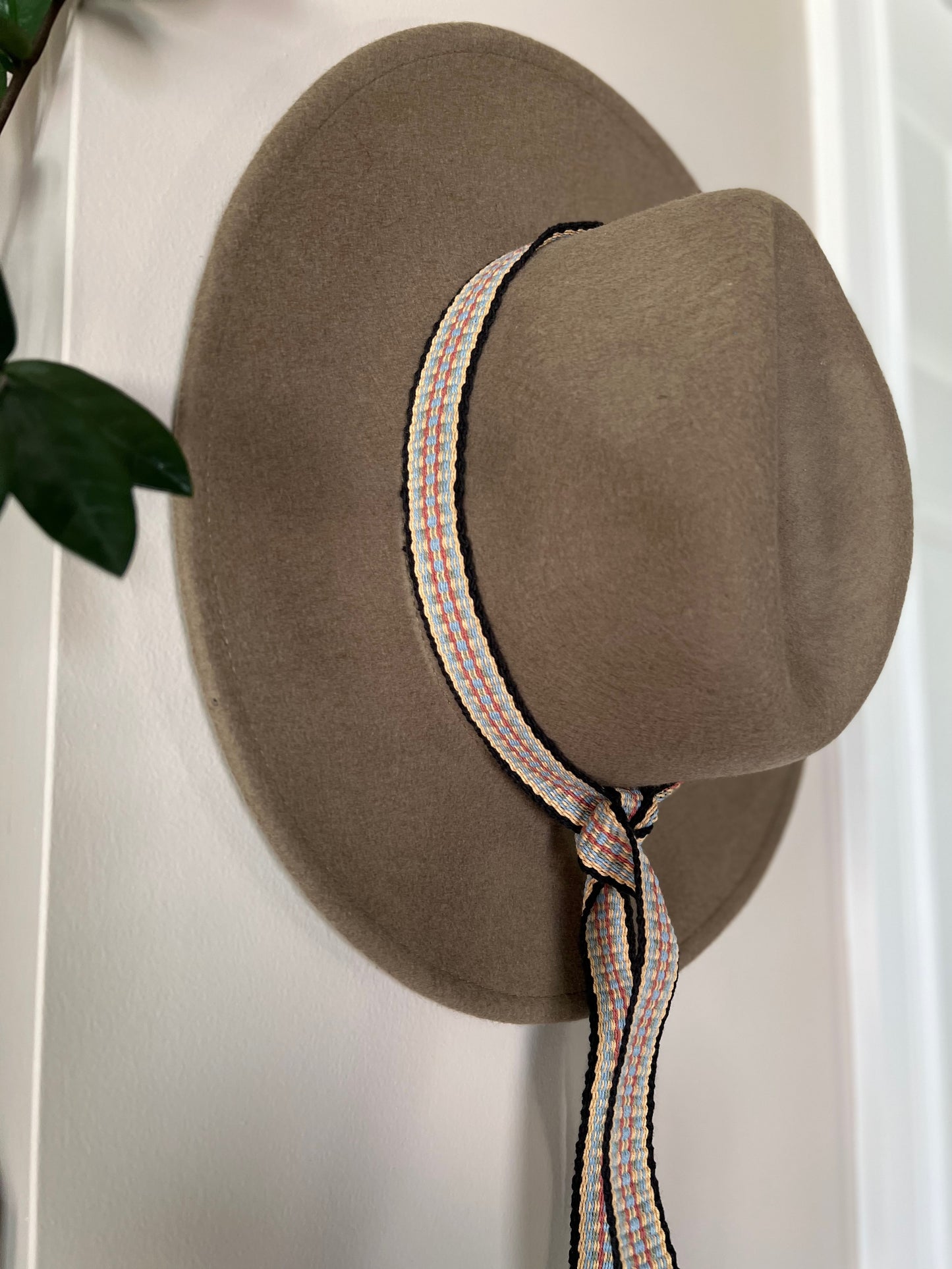 Wool Fedora in Sage - Pastel Geometric Band