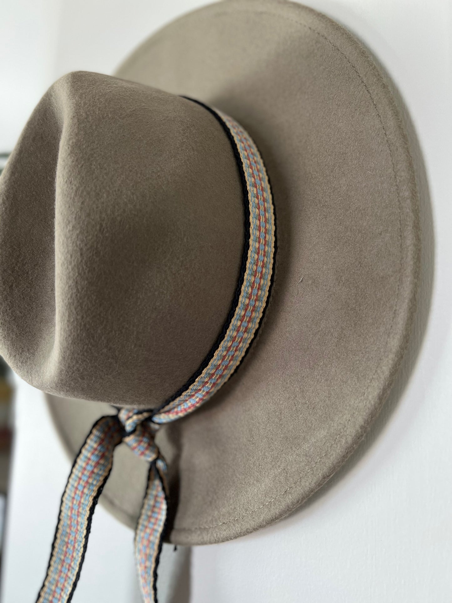 Wool Fedora in Sage - Pastel Geometric Band