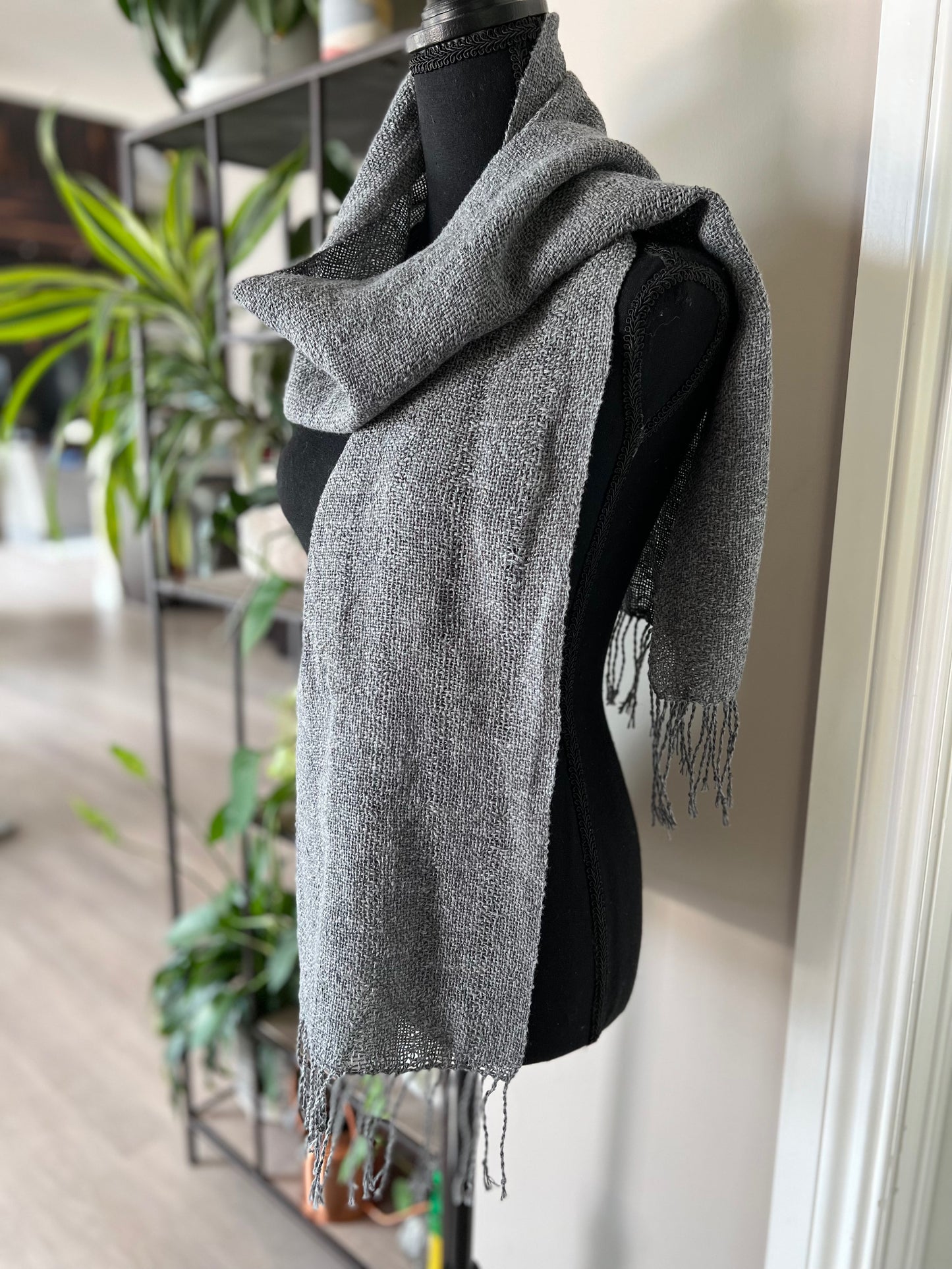 Beachcomber Cotton/Linen Lightweight Scarf - Charcoal