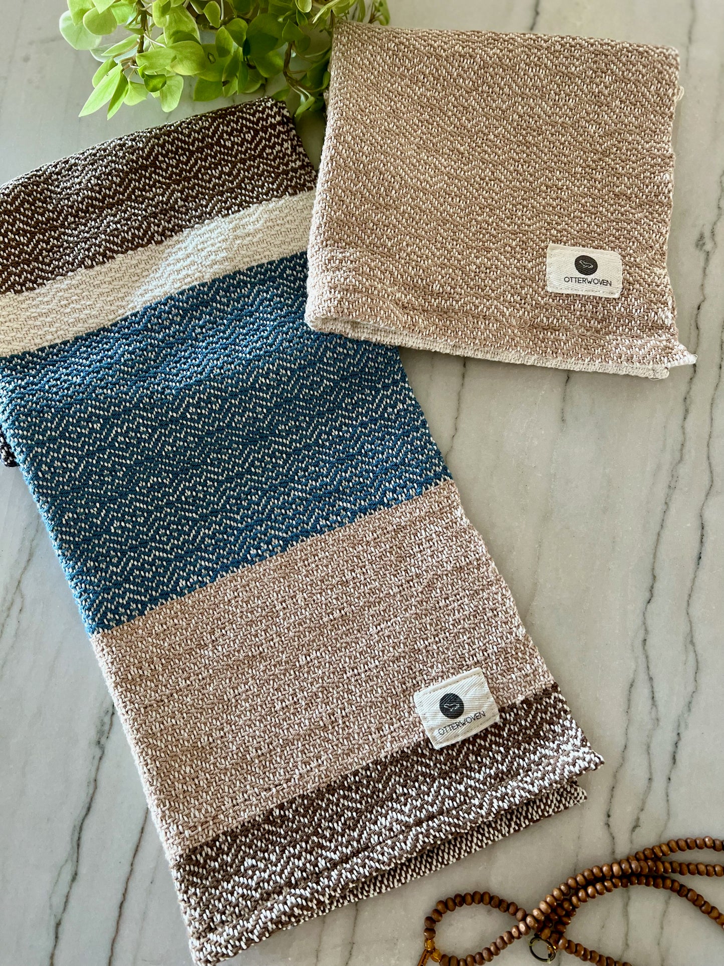 Blue Retro Twill Organic Cotton Towel Set