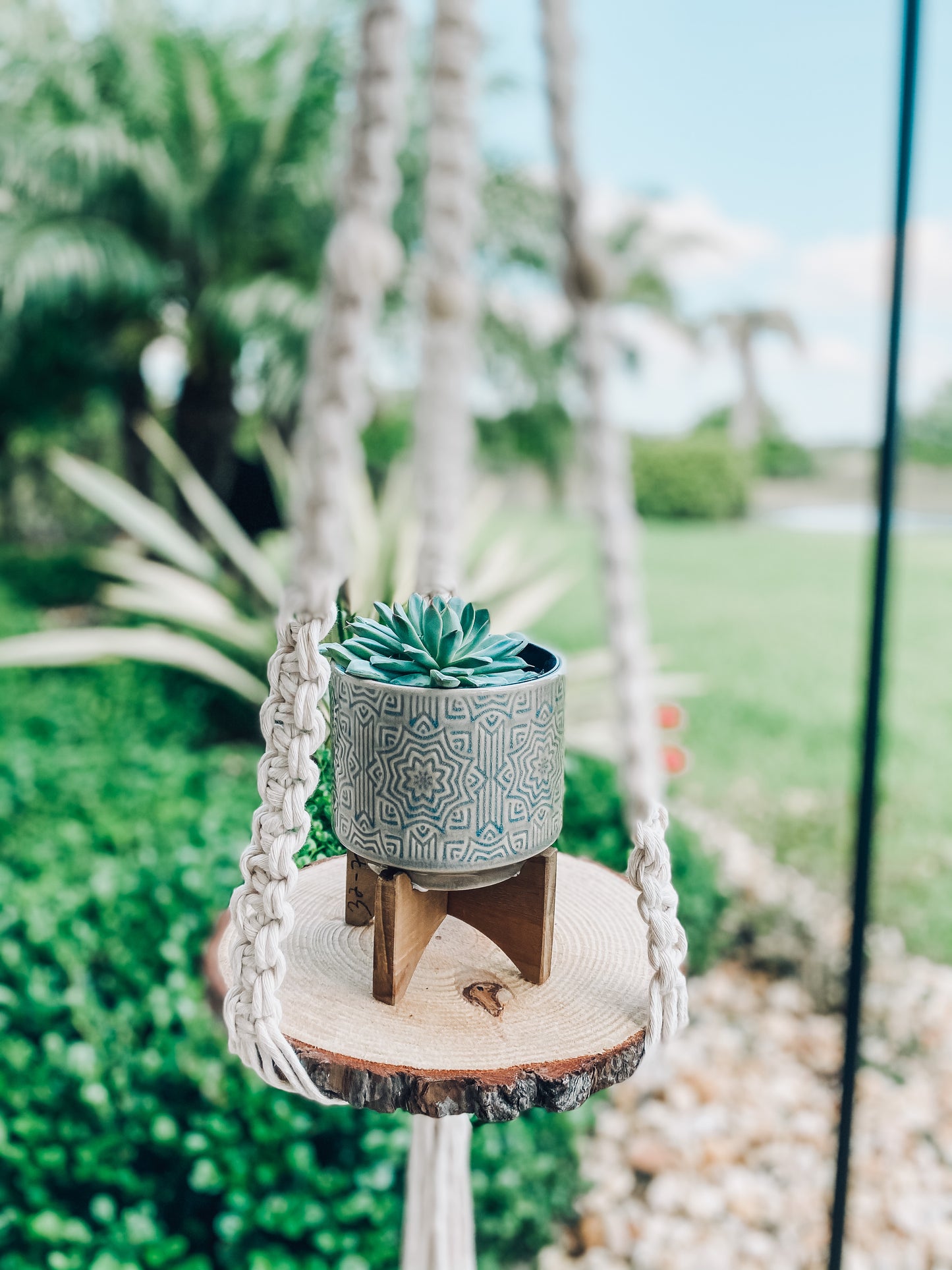 Rustic Macrame Plant Shelf