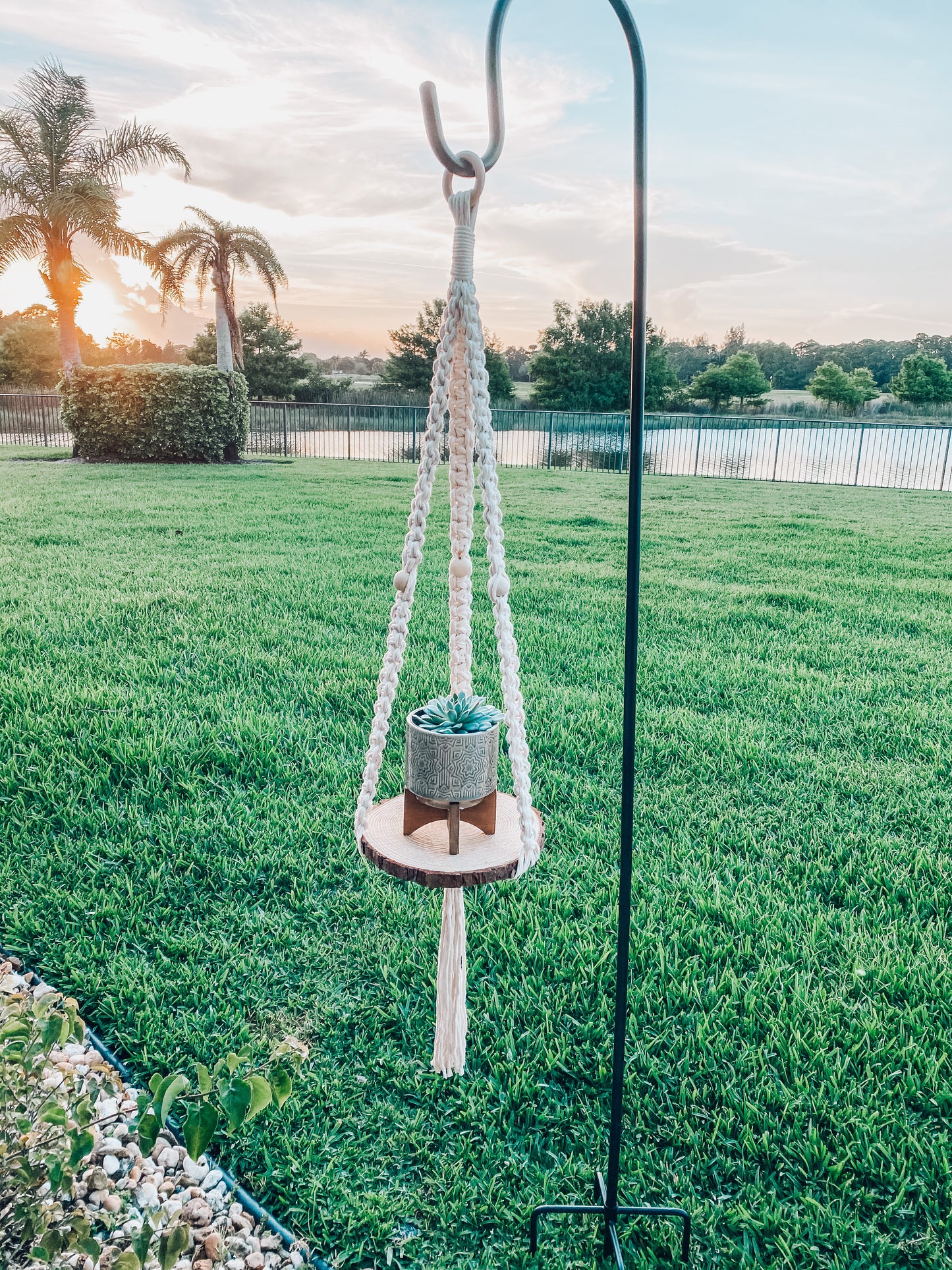 Rustic Macrame Plant Shelf