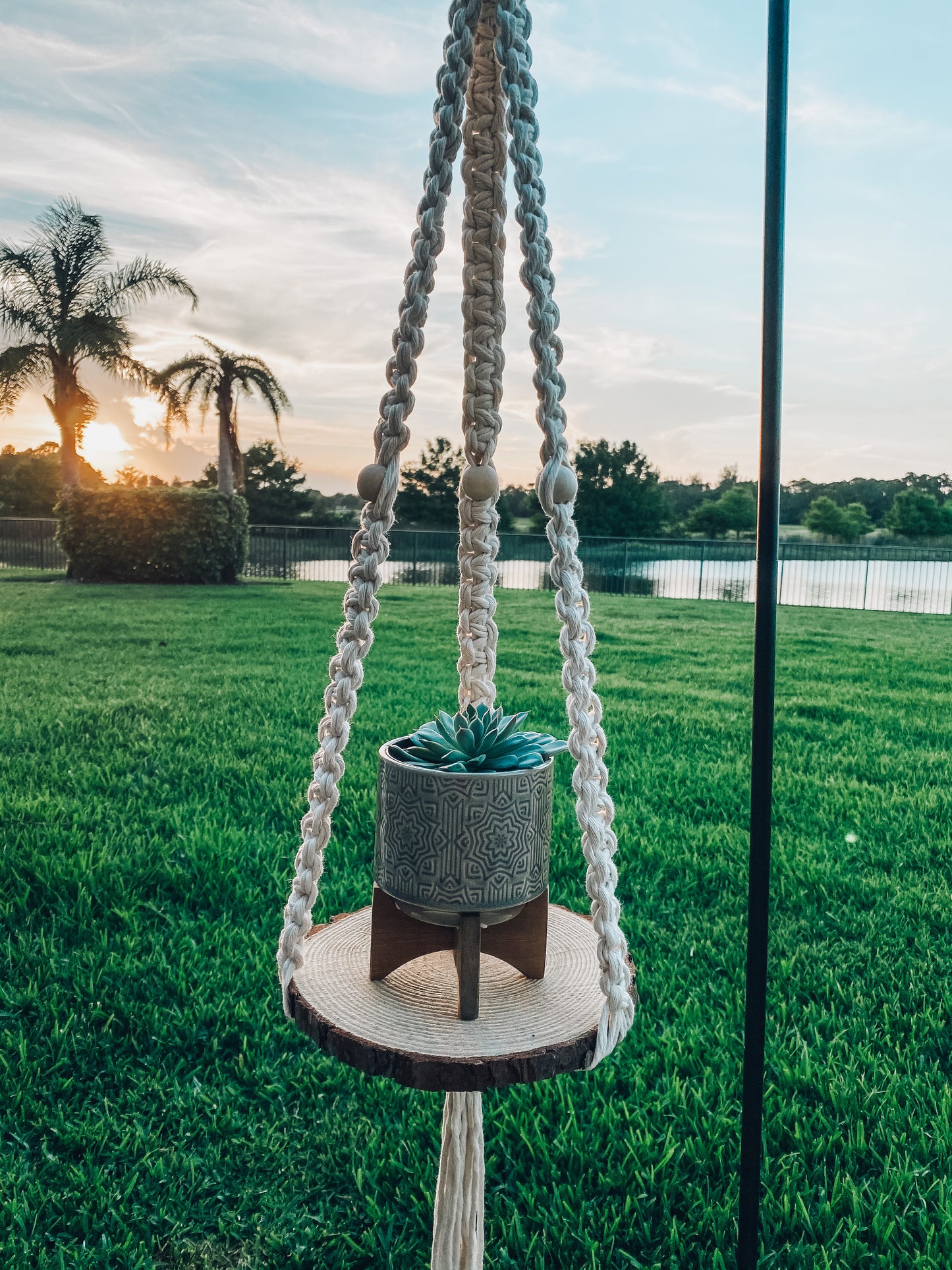 Rustic Macrame Plant Shelf