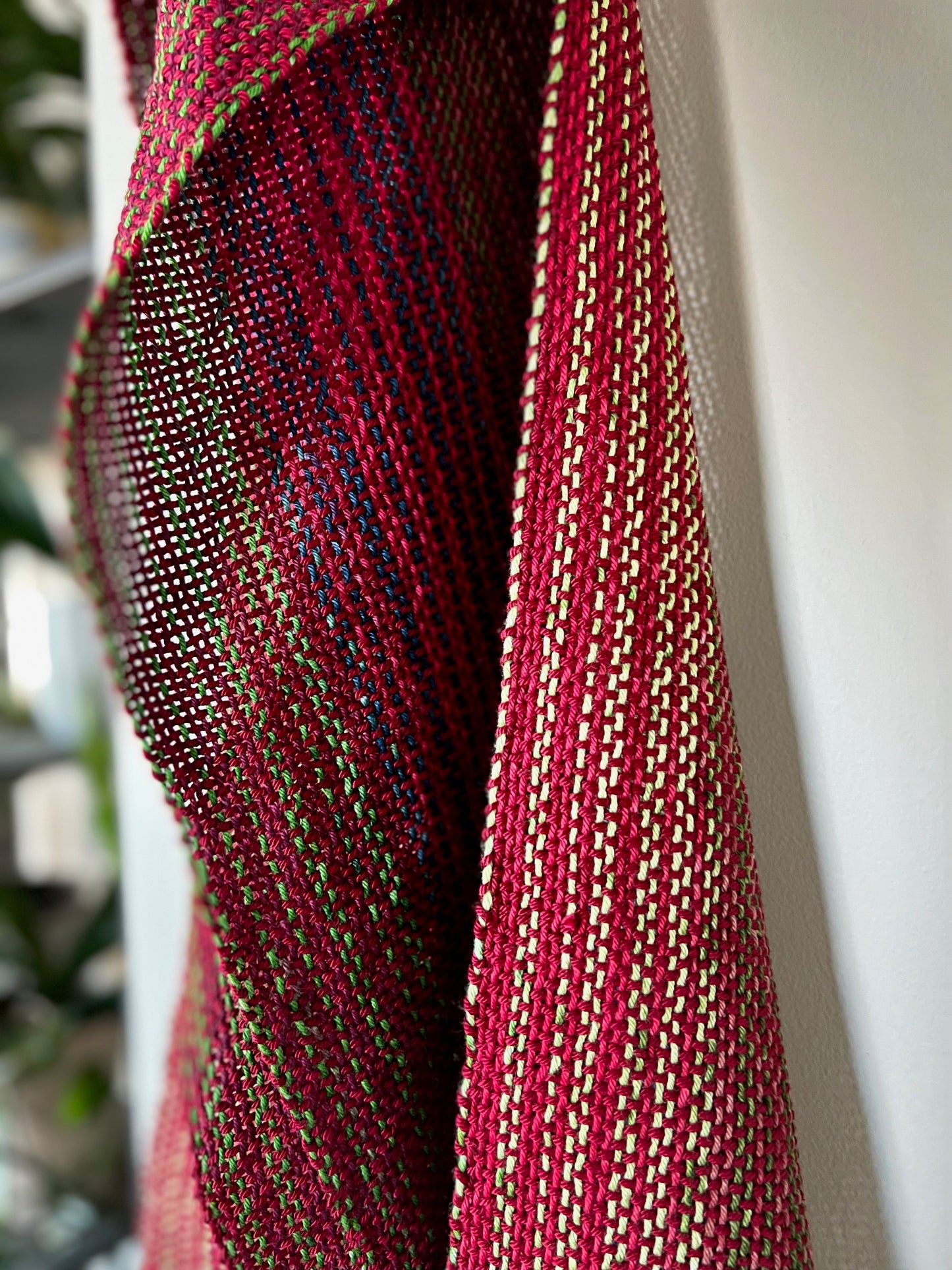 Festive Red Cotton Striped Scarf