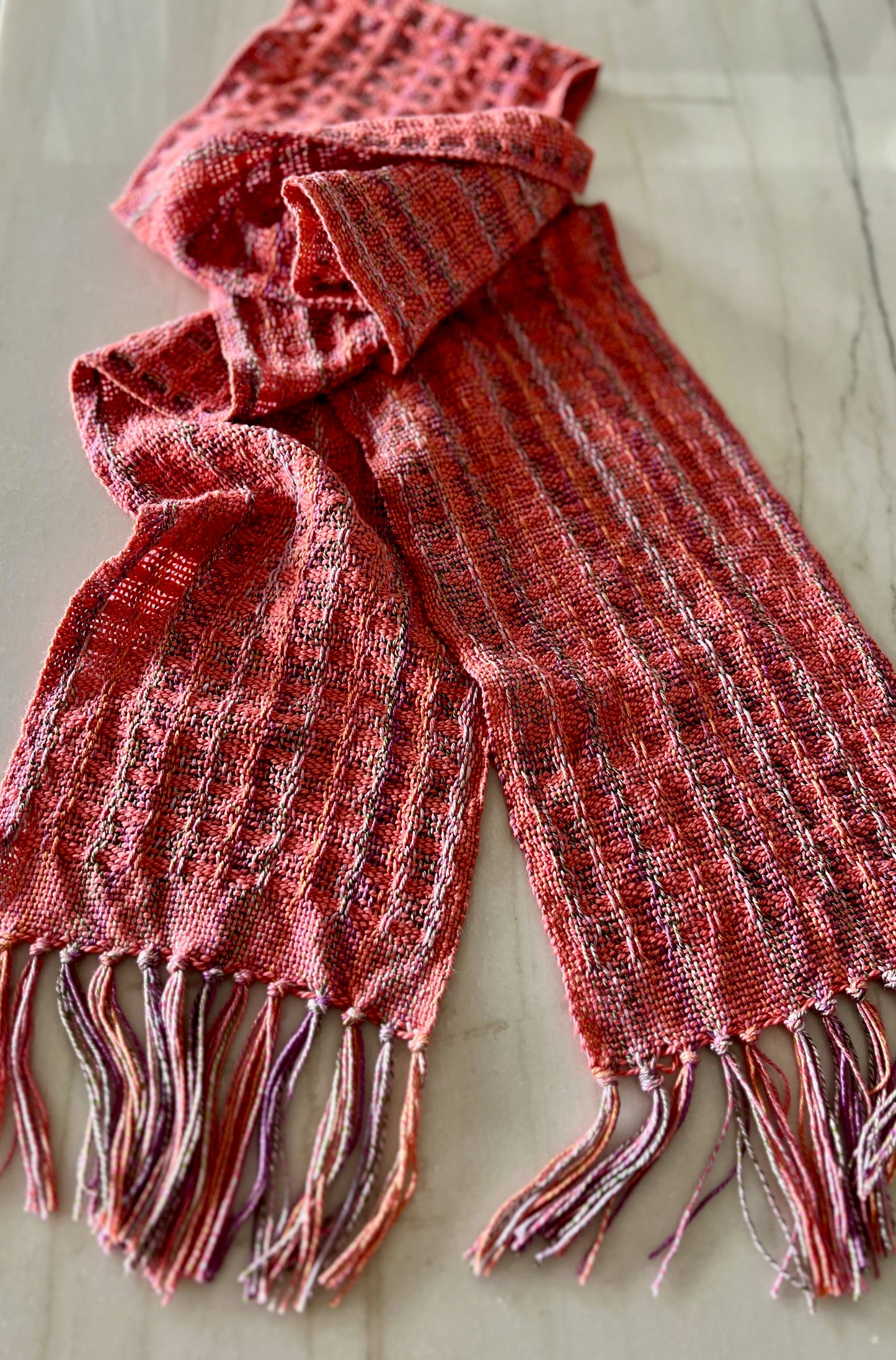 Coral Stripe Organic Cotton Scarf