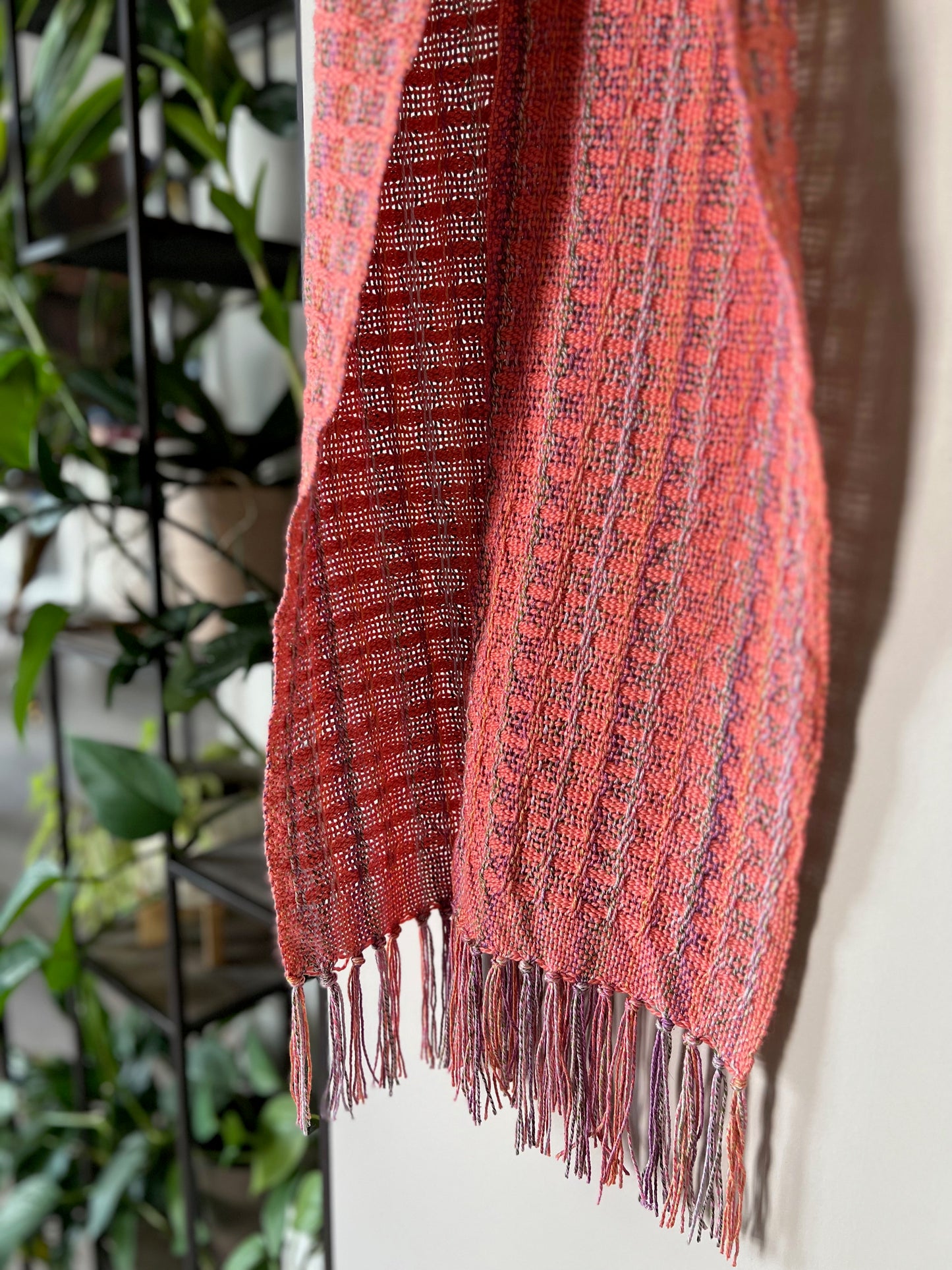 Coral Stripe Organic Cotton Scarf