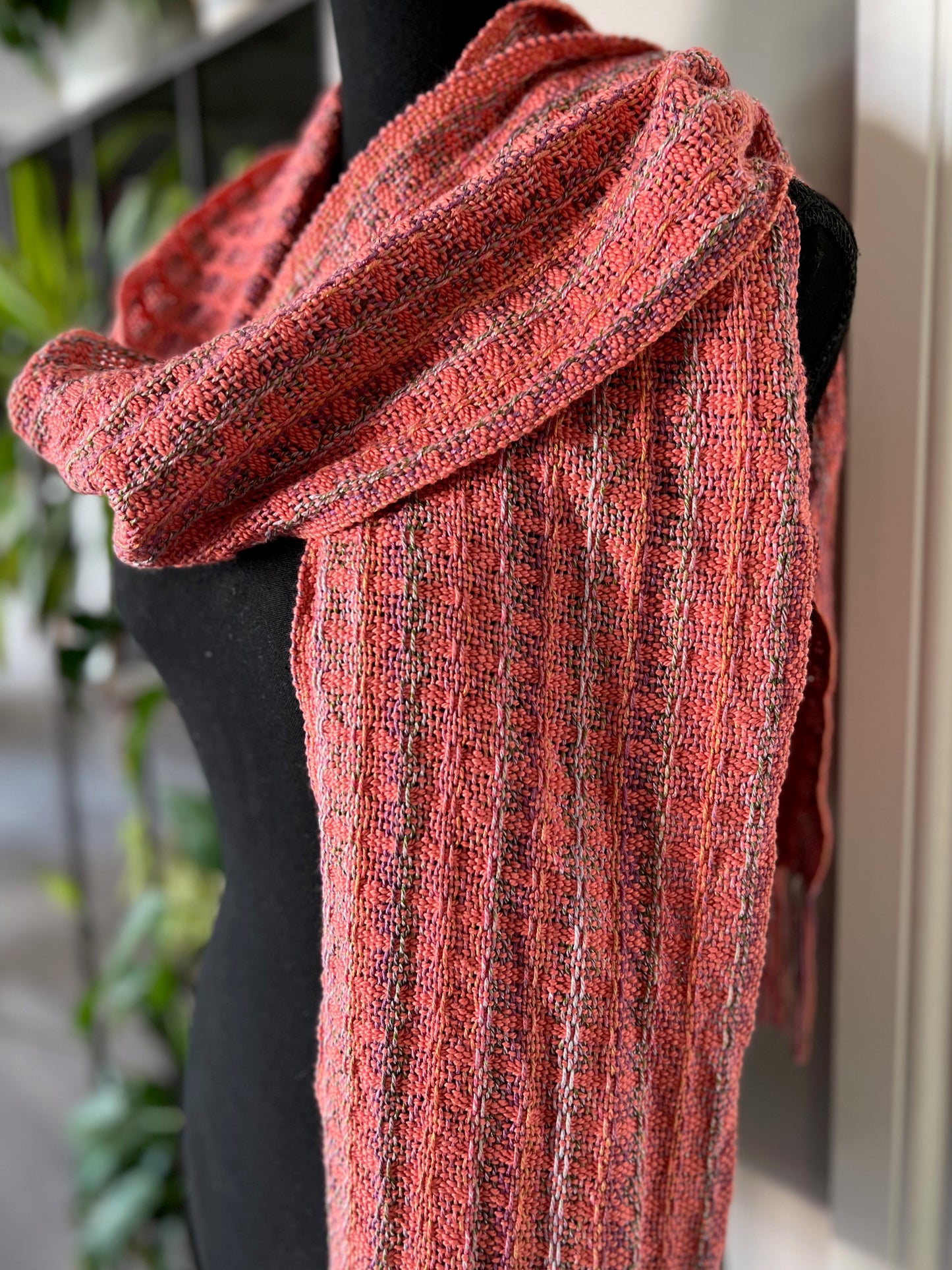 Coral Stripe Organic Cotton Scarf