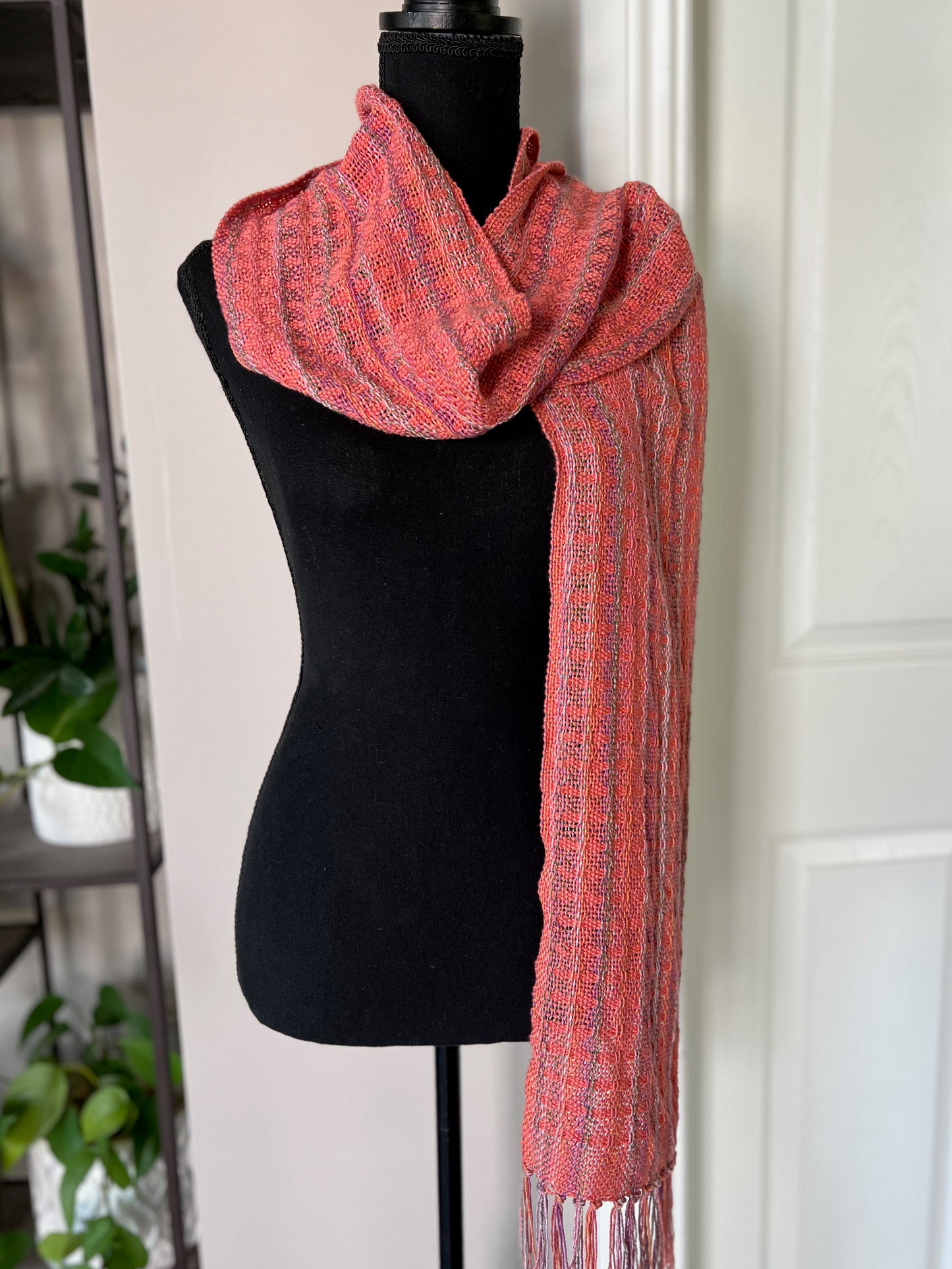 Coral Stripe Organic Cotton Scarf