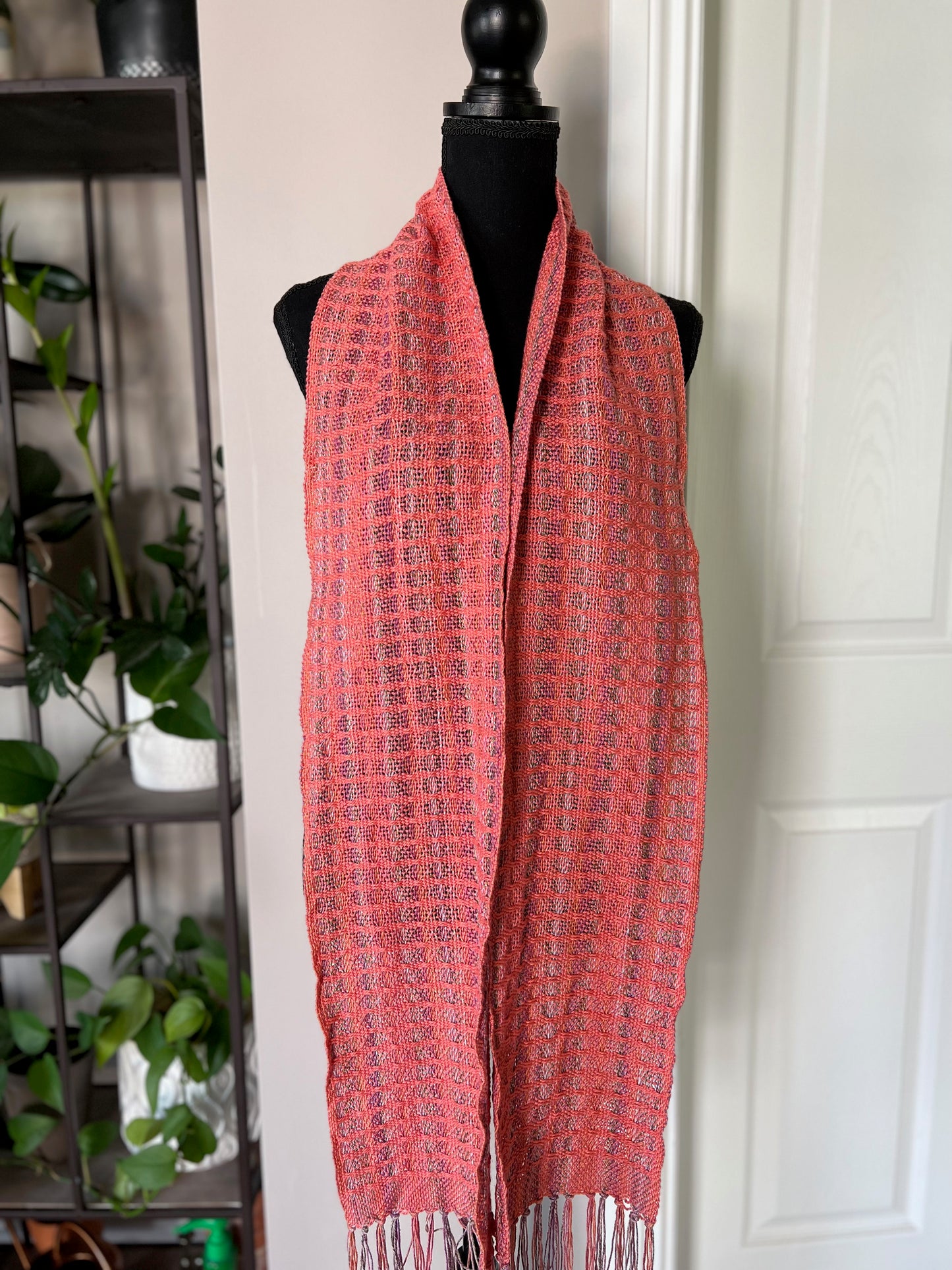 Coral Stripe Organic Cotton Scarf