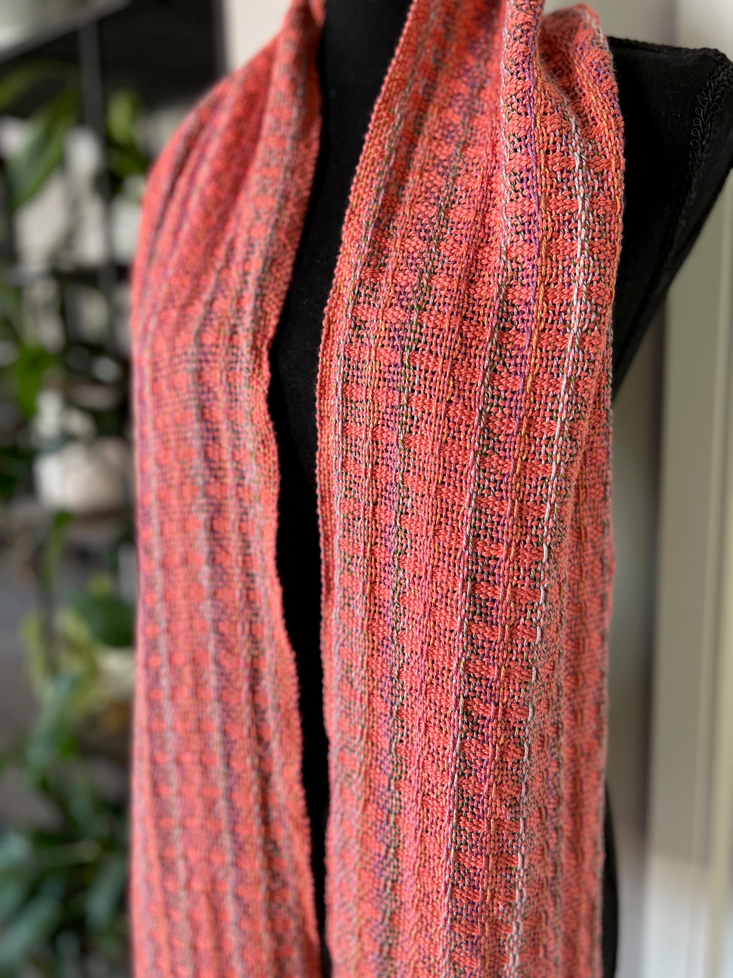 Coral Stripe Organic Cotton Scarf