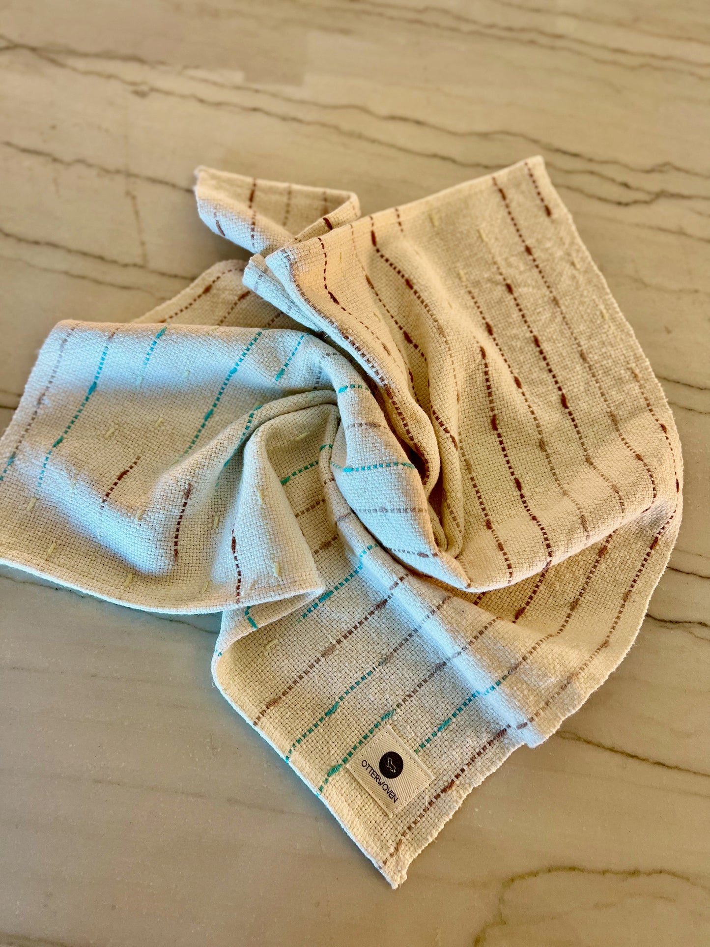 Organic Cotton/Hemp Tea Towels - Coastal Neutral Stripe