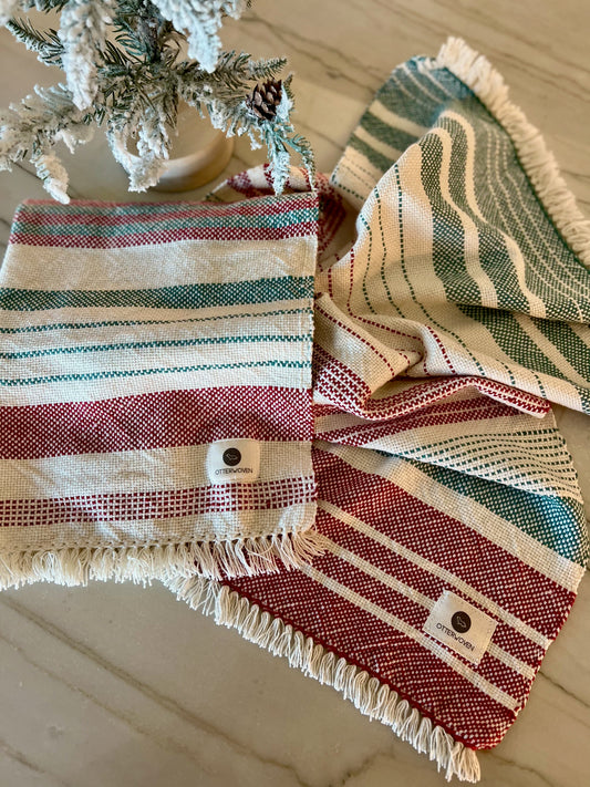 Christmas Boho Stripe Organic Cotton/Hemp Tea Towels