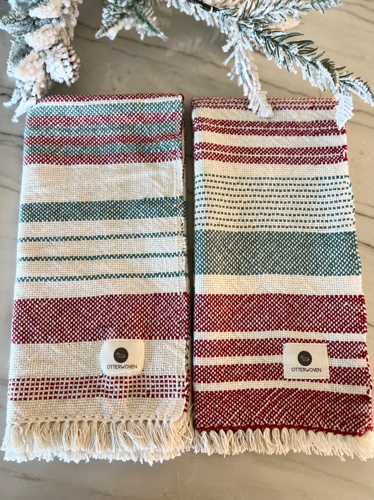 Christmas Boho Stripe Organic Cotton/Hemp Tea Towels