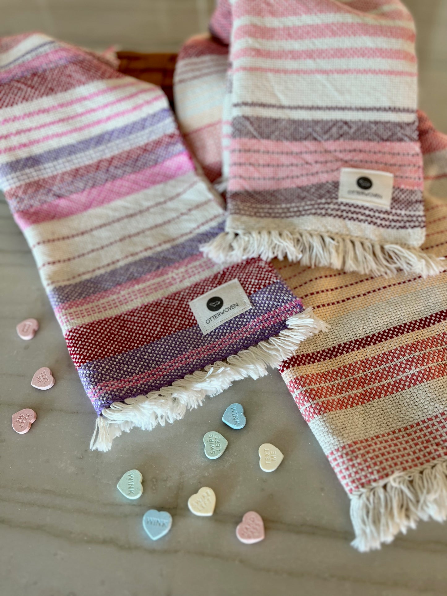 Valentines Day Boho Striped Towels